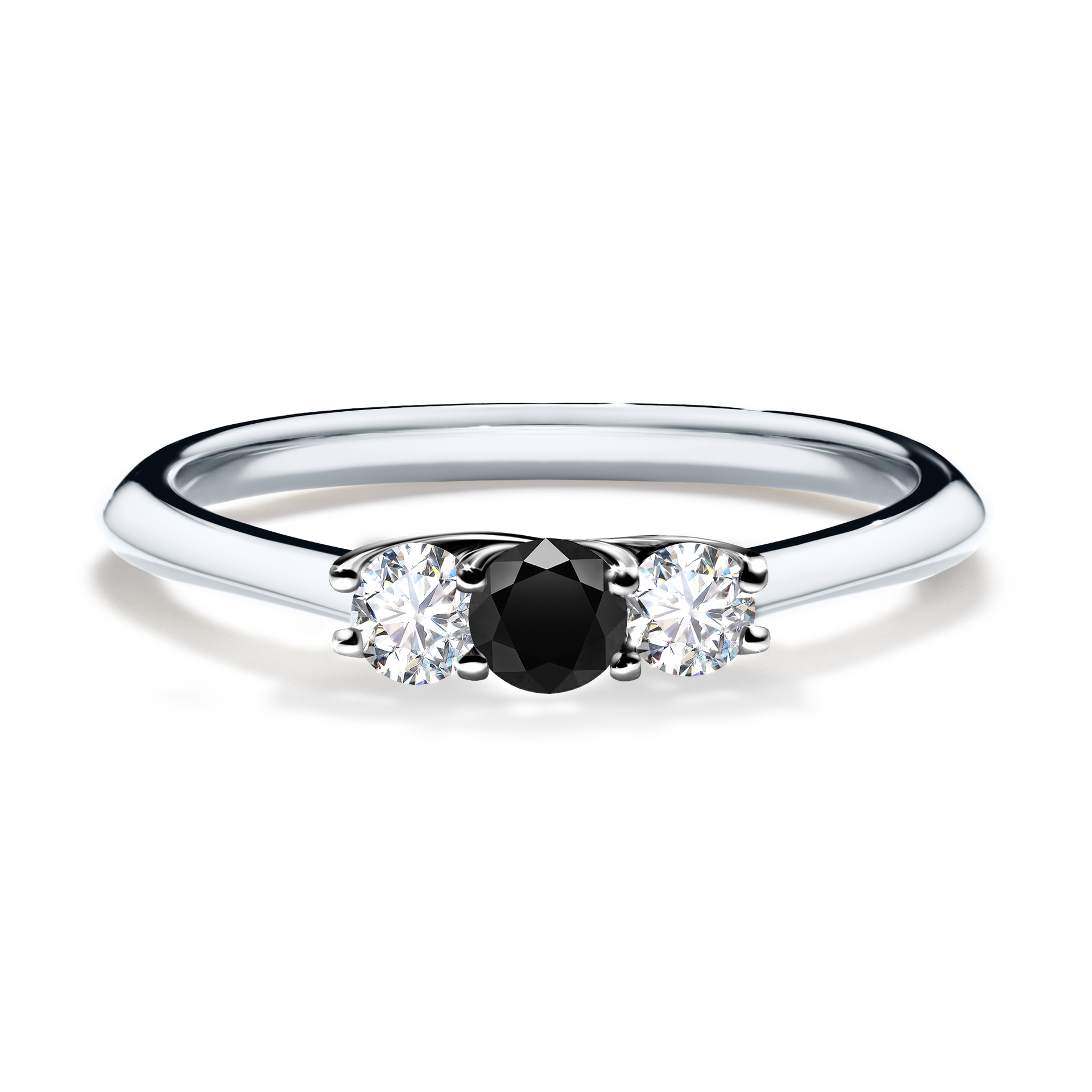 Pierścionek zaręczynowy My Honey z białego złota z czarnym diamentem 0,16CT