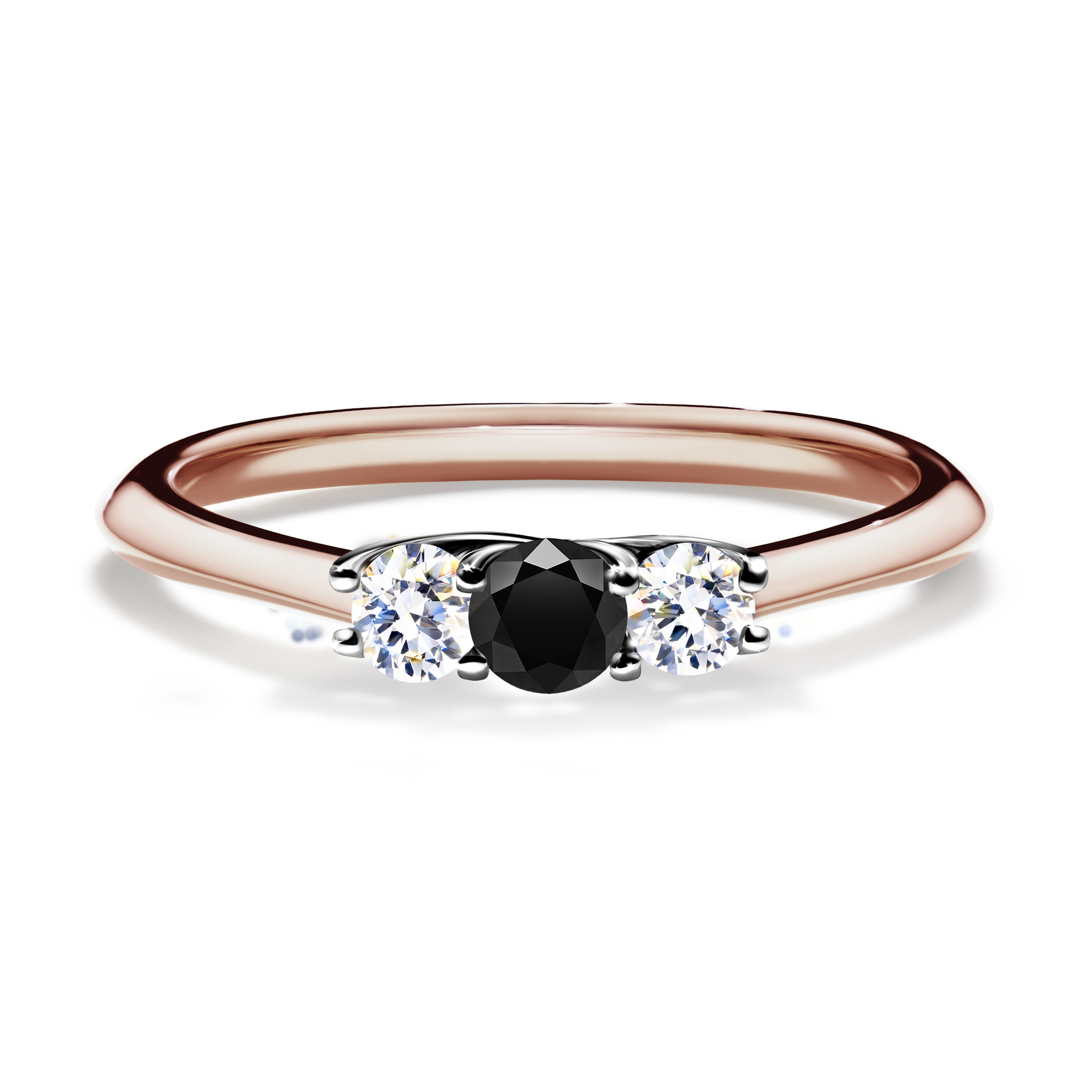 Pierścionek zaręczynowy My Honey z różowego złota z czarnym diamentem 0,16CT