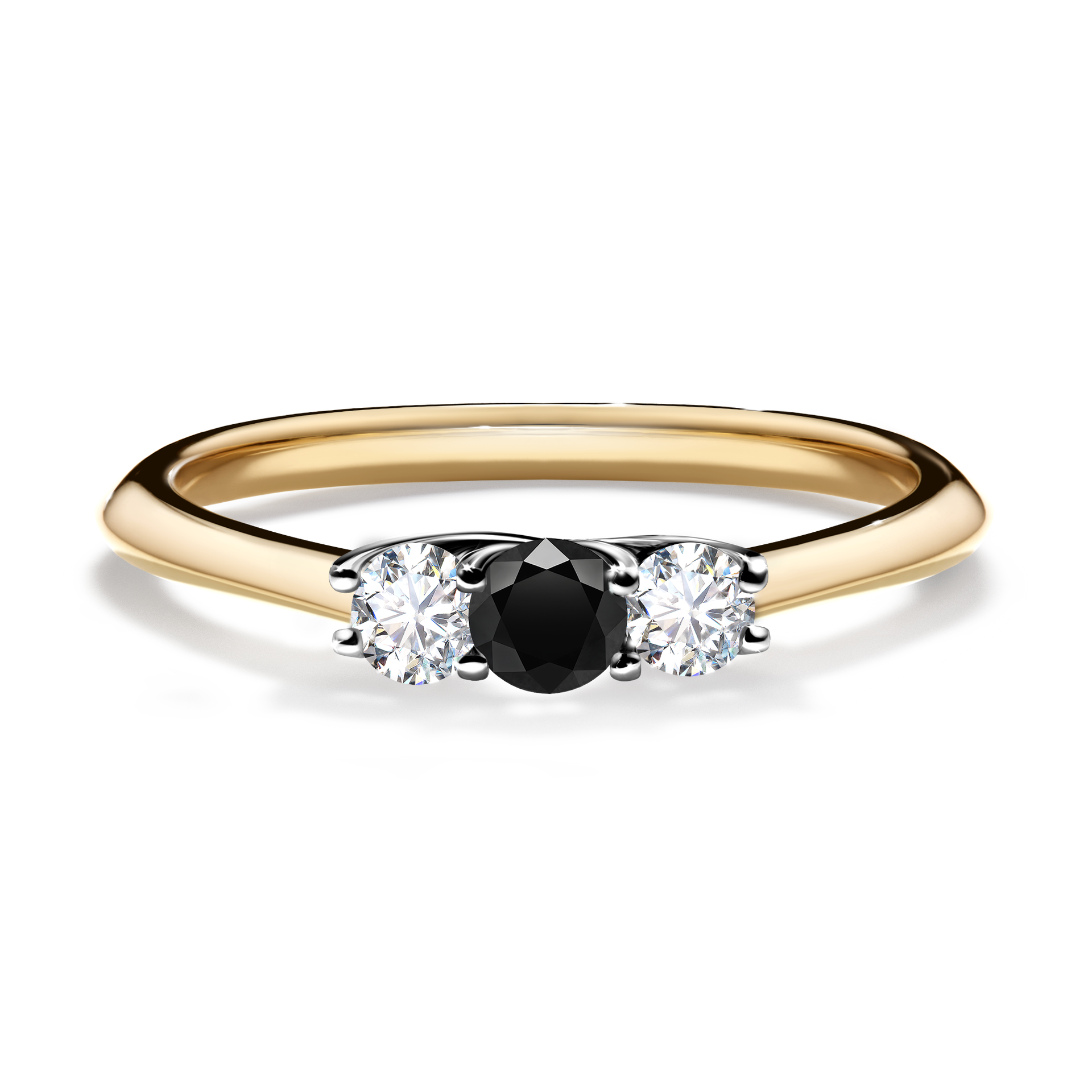Pierścionek zaręczynowy My Honey z żółtego złota z czarnym diamentem 0,16CT
