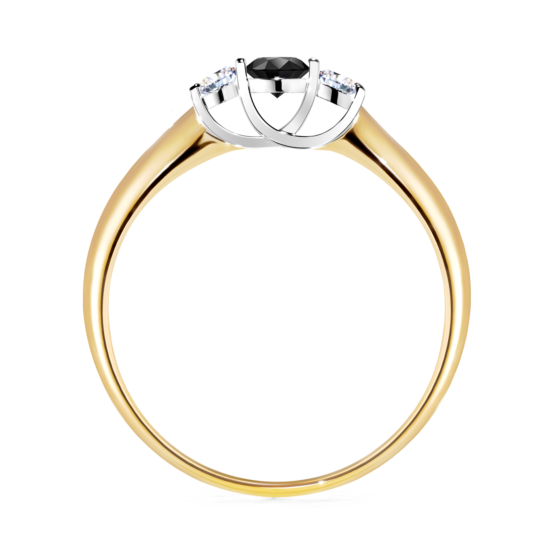 Pierścionek zaręczynowy My Honey z żółtego złota z czarnym diamentem 0,16CT