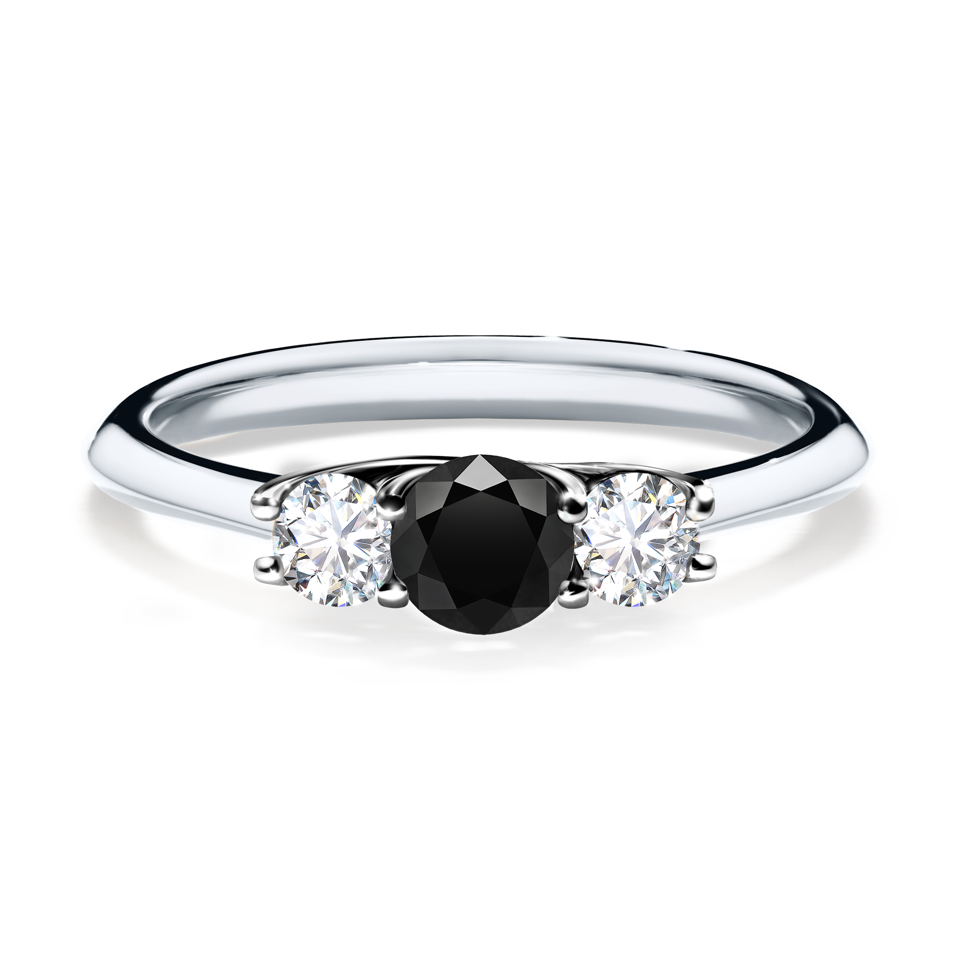 Pierścionek zaręczynowy My Honey z białego złota z czarnym diamentem 0,45CT