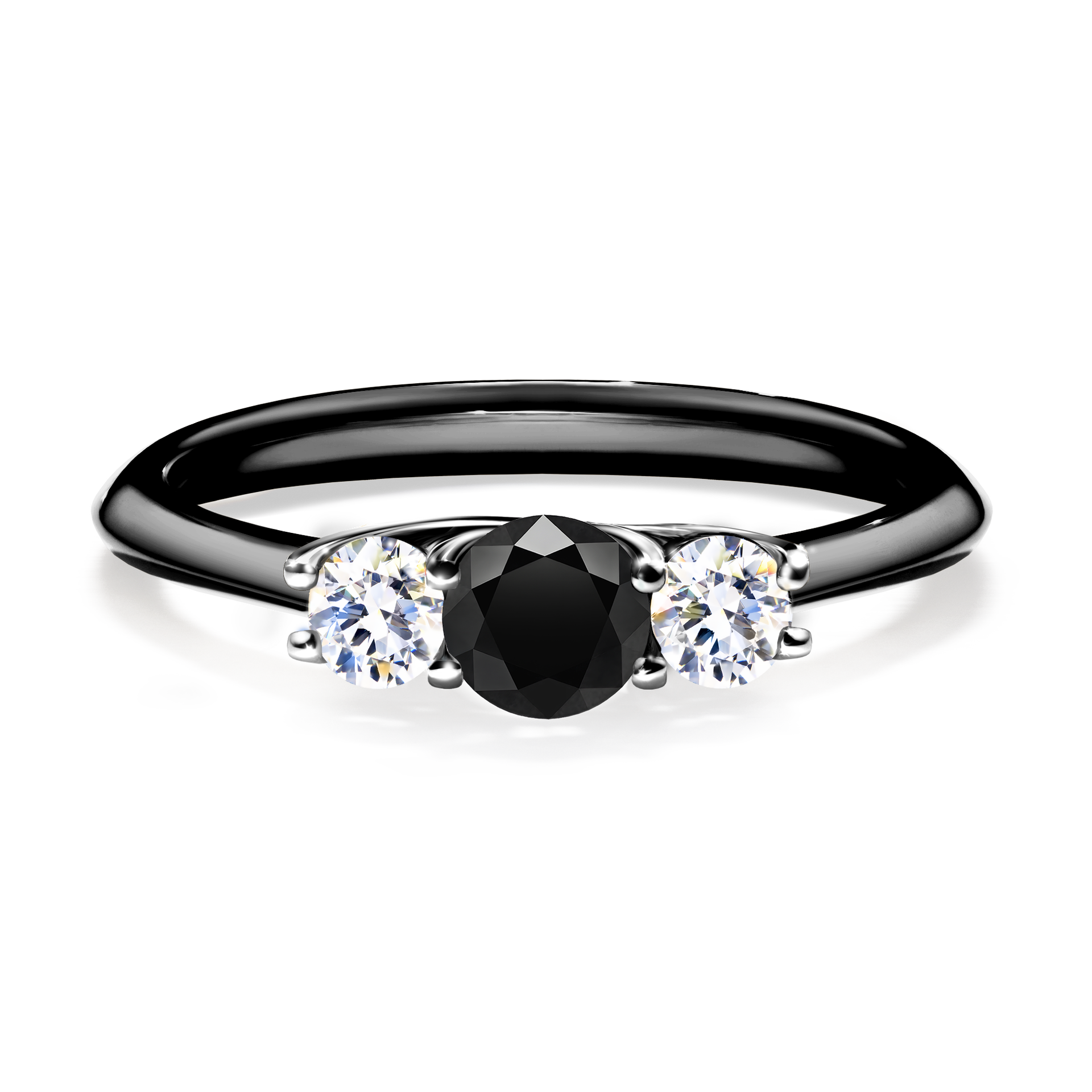 Pierścionek zaręczynowy My Honey z czarnego złota z czarnym diamentem 0,45CT