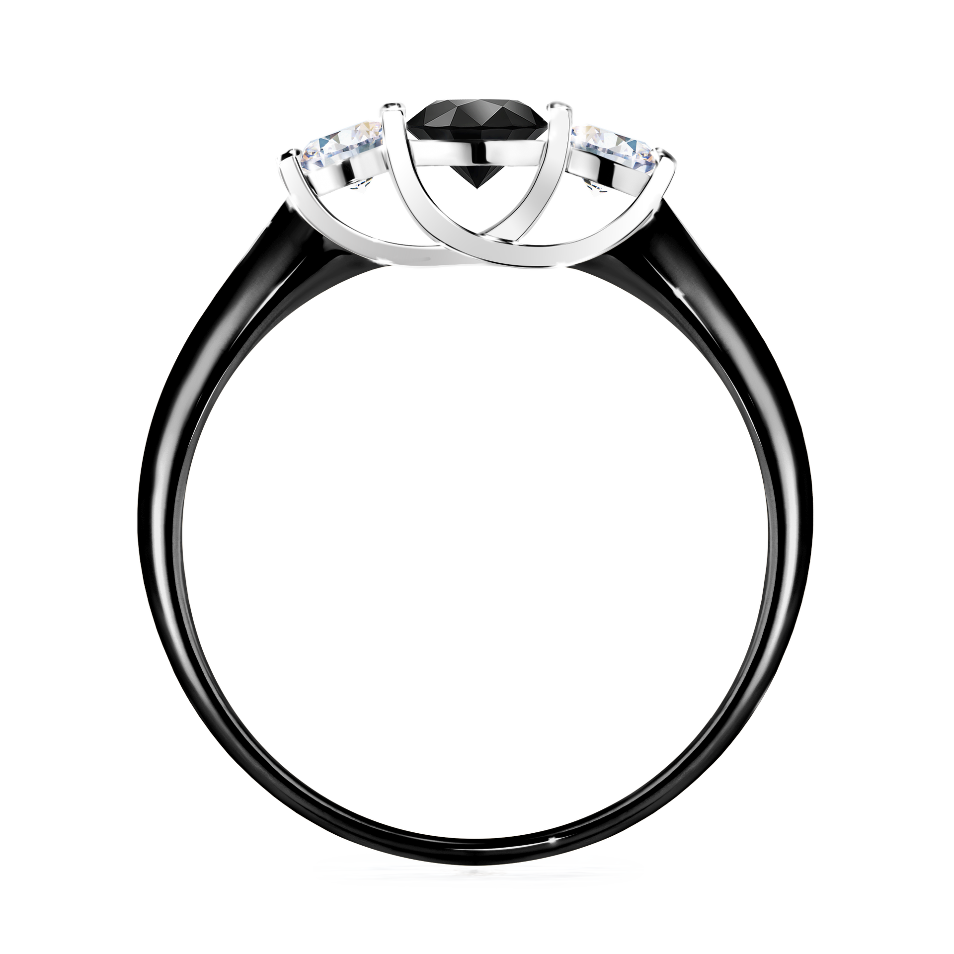 Pierścionek zaręczynowy My Honey z czarnego złota z czarnym diamentem 0,45CT