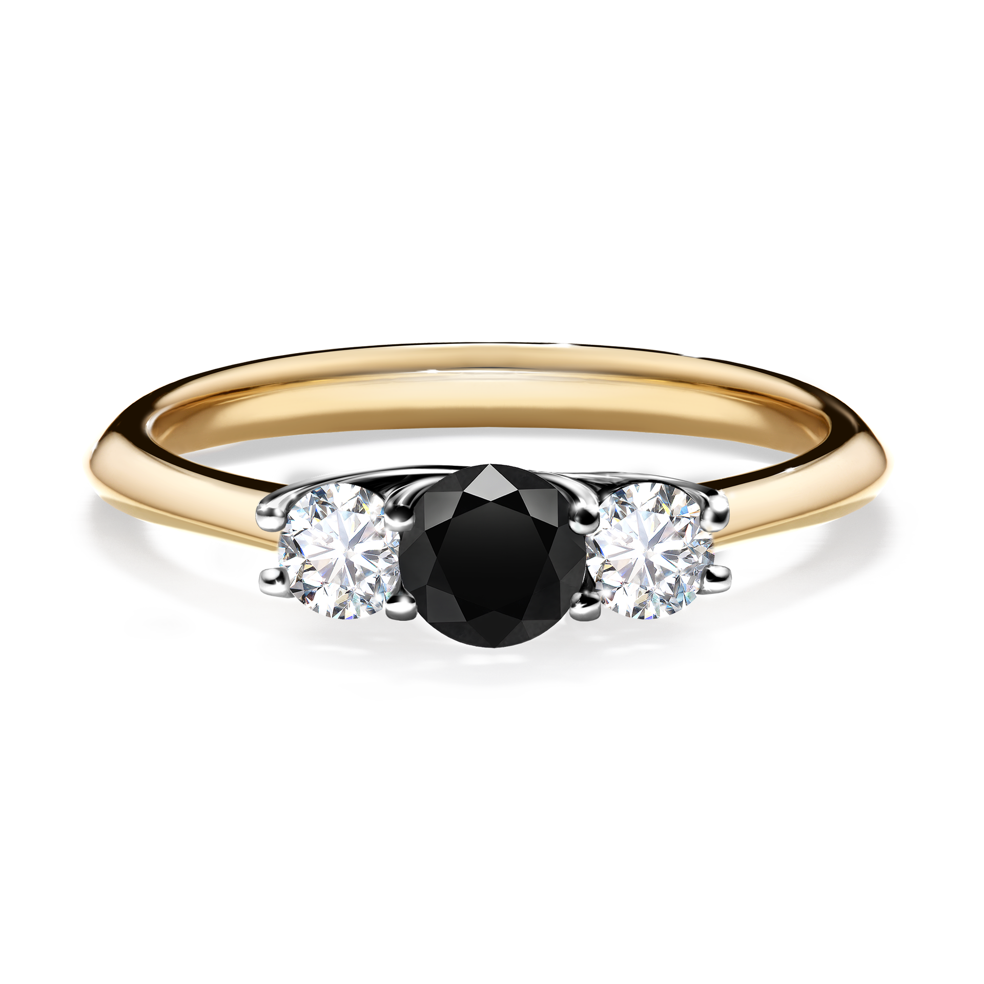 Pierścionek zaręczynowy My Honey z żółtego złota z czarnym diamentem 0,45CT