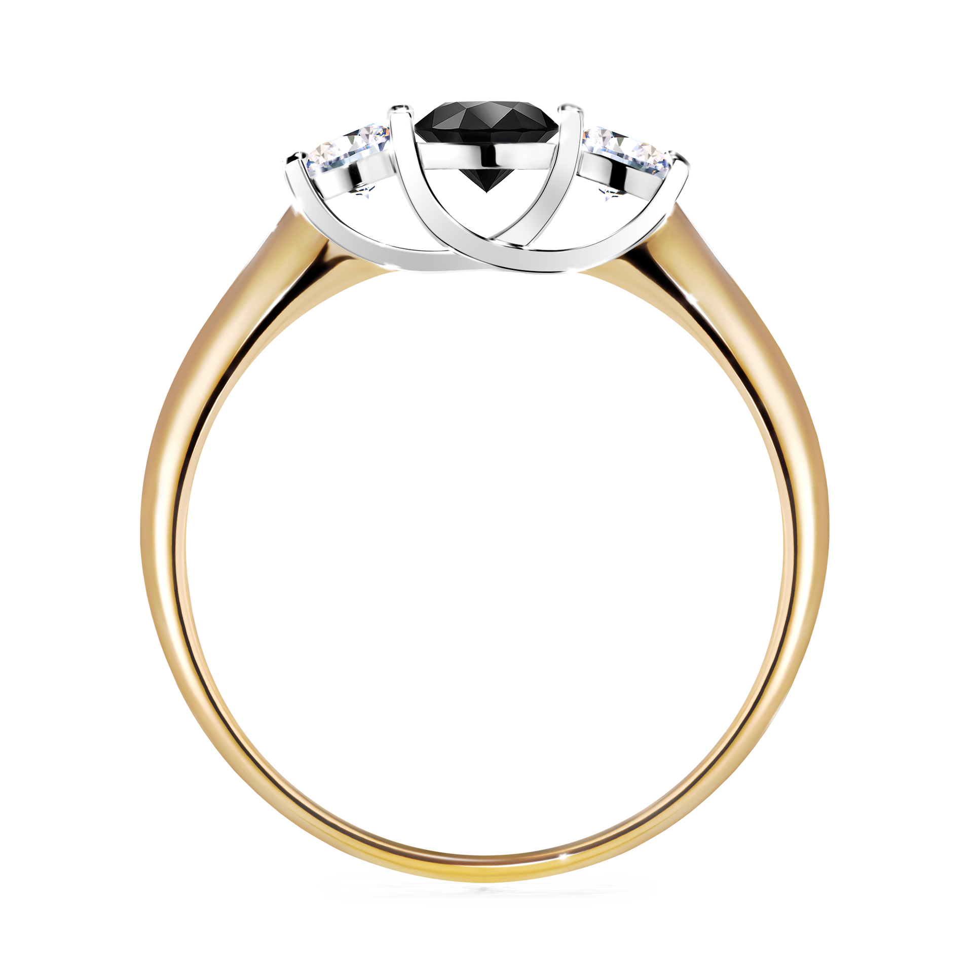Pierścionek zaręczynowy My Honey z żółtego złota z czarnym diamentem 0,45CT