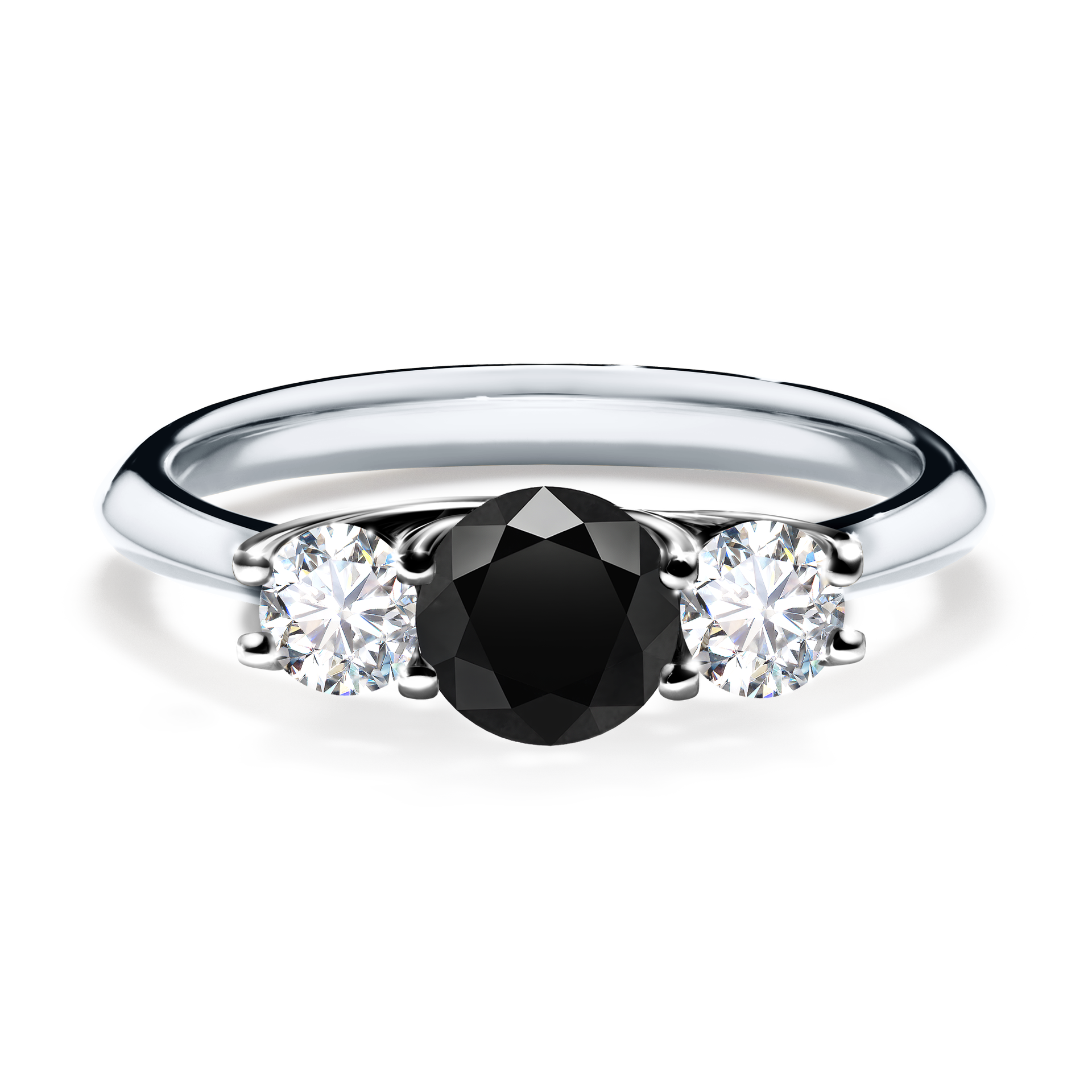 Pierścionek zaręczynowy My Honey z białego złota z czarnym diamentem 0,84CT
