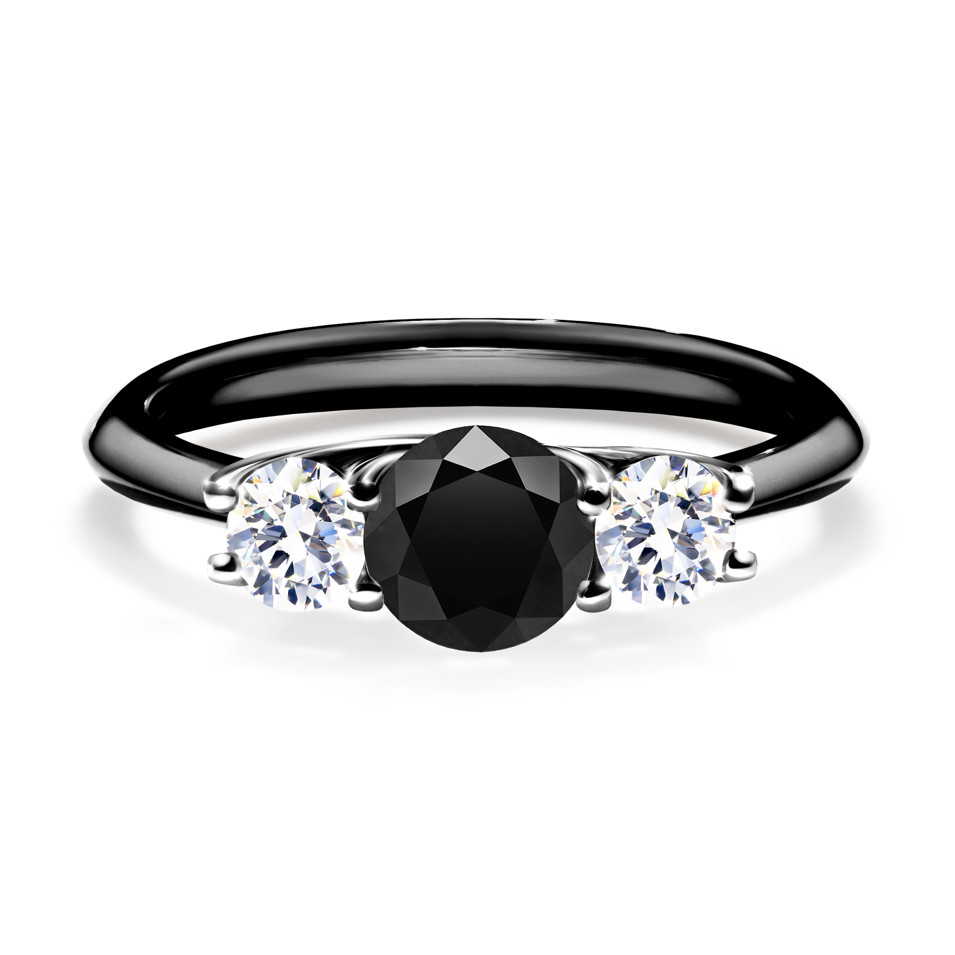 Pierścionek zaręczynowy My Honey z czarnego złota z czarnym diamentem 0,84CT