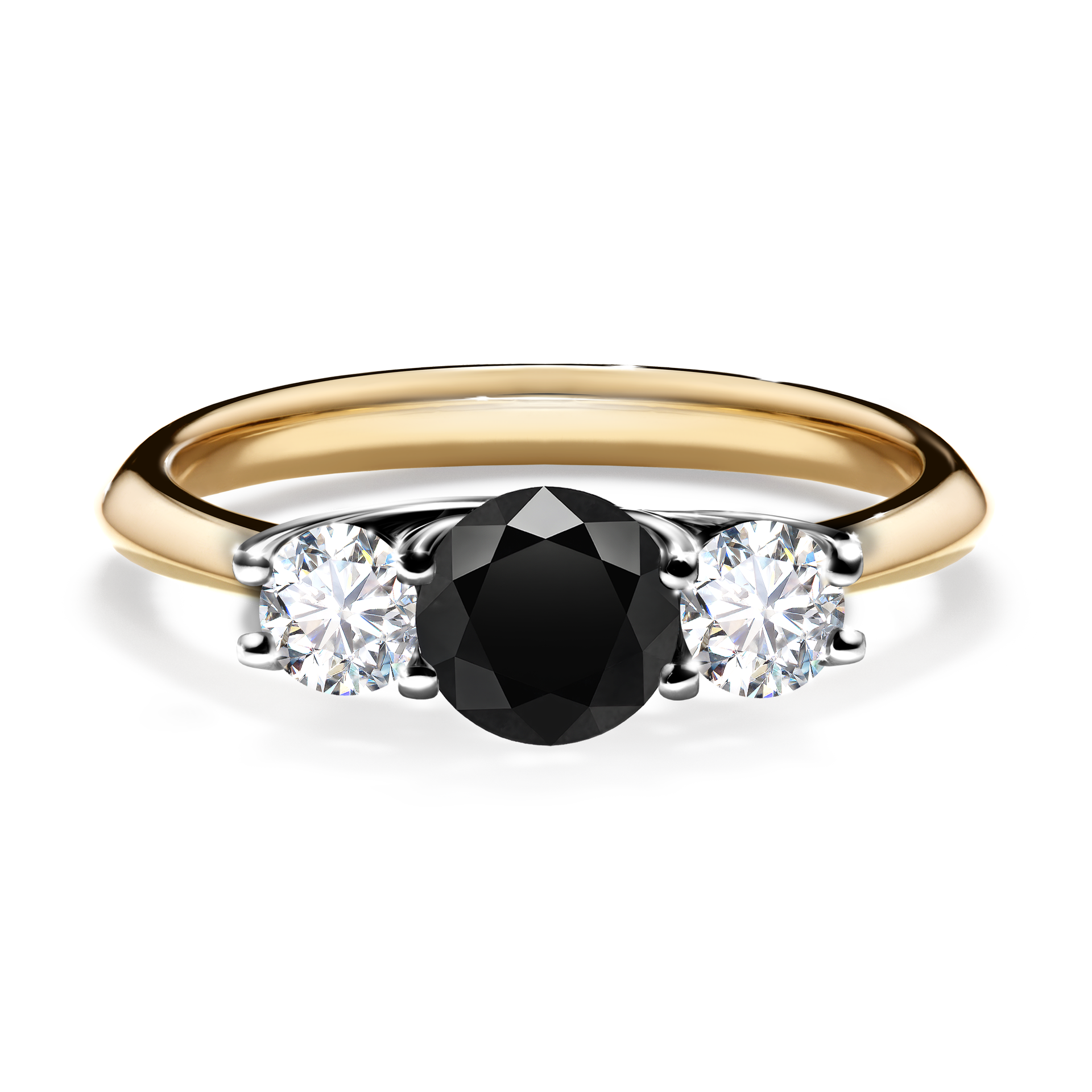 Pierścionek zaręczynowy My Honey z żółtego złota z czarnym diamentem 0,84CT