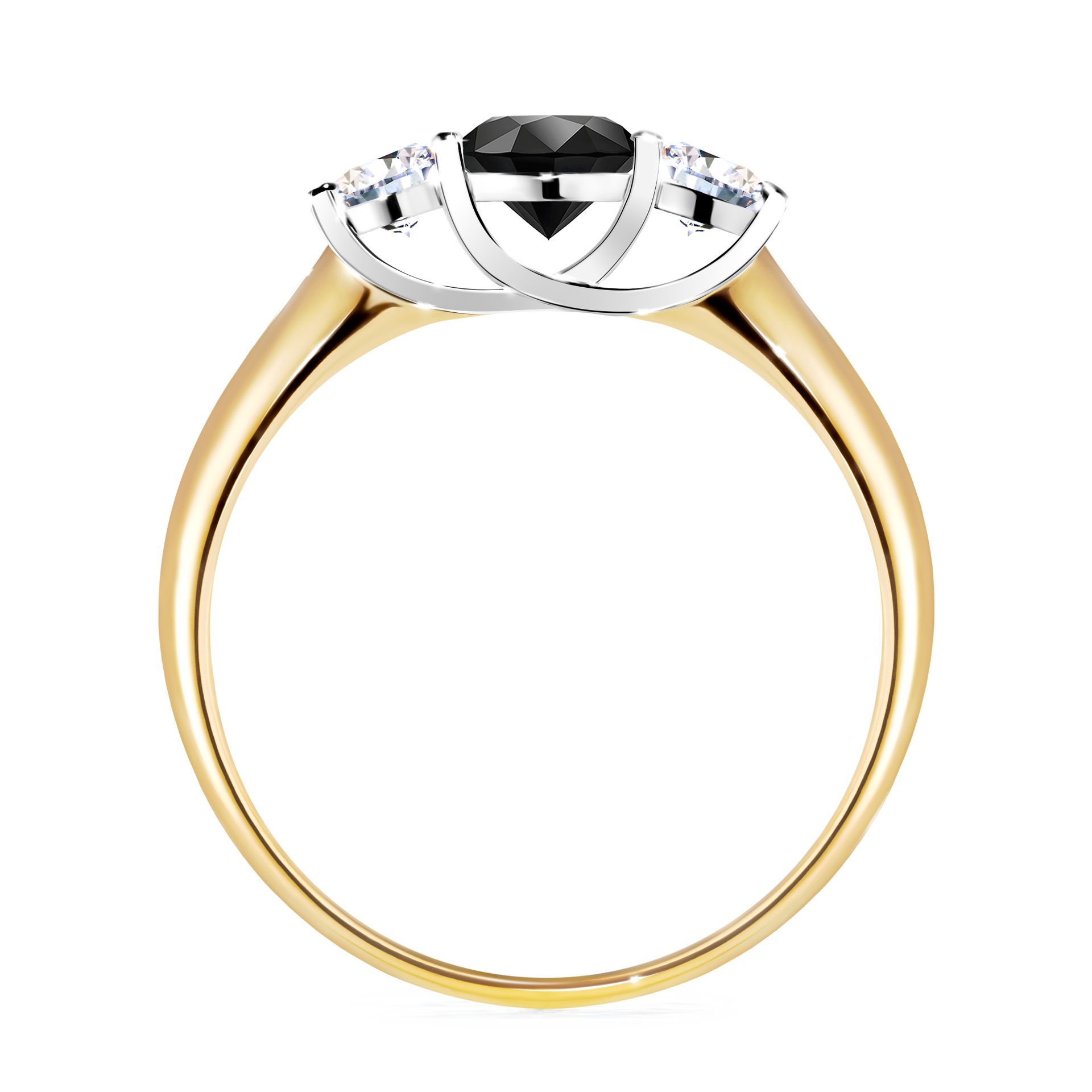 Pierścionek zaręczynowy My Honey z żółtego złota z czarnym diamentem 0,84CT