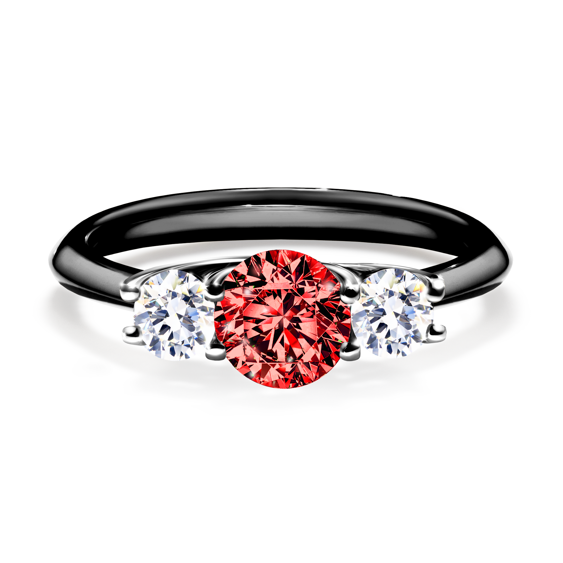Pierścionek zaręczynowy My Honey z czarnego złota z czerwonym diamentem 0,84CT