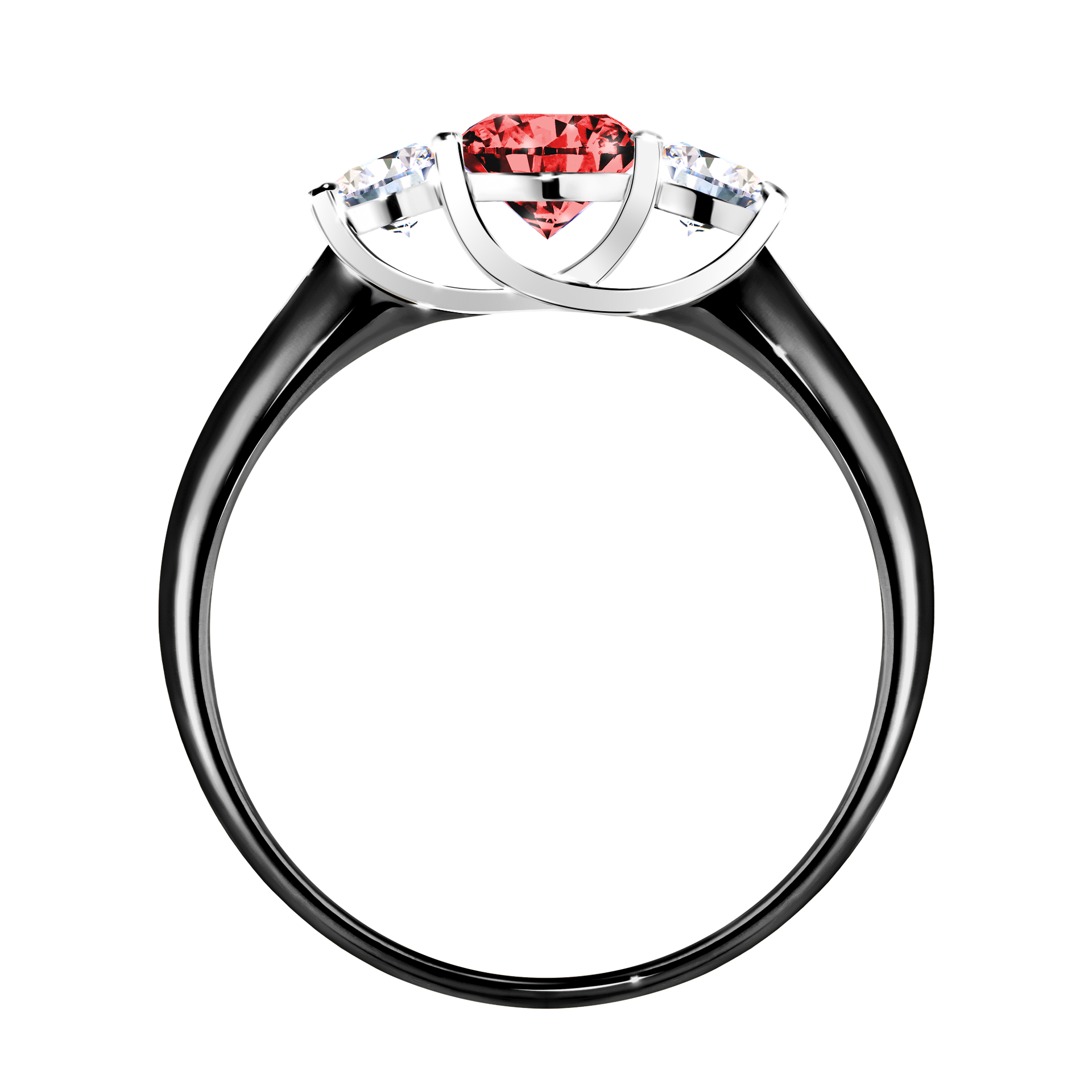 Pierścionek zaręczynowy My Honey z czarnego złota z czerwonym diamentem 0,84CT