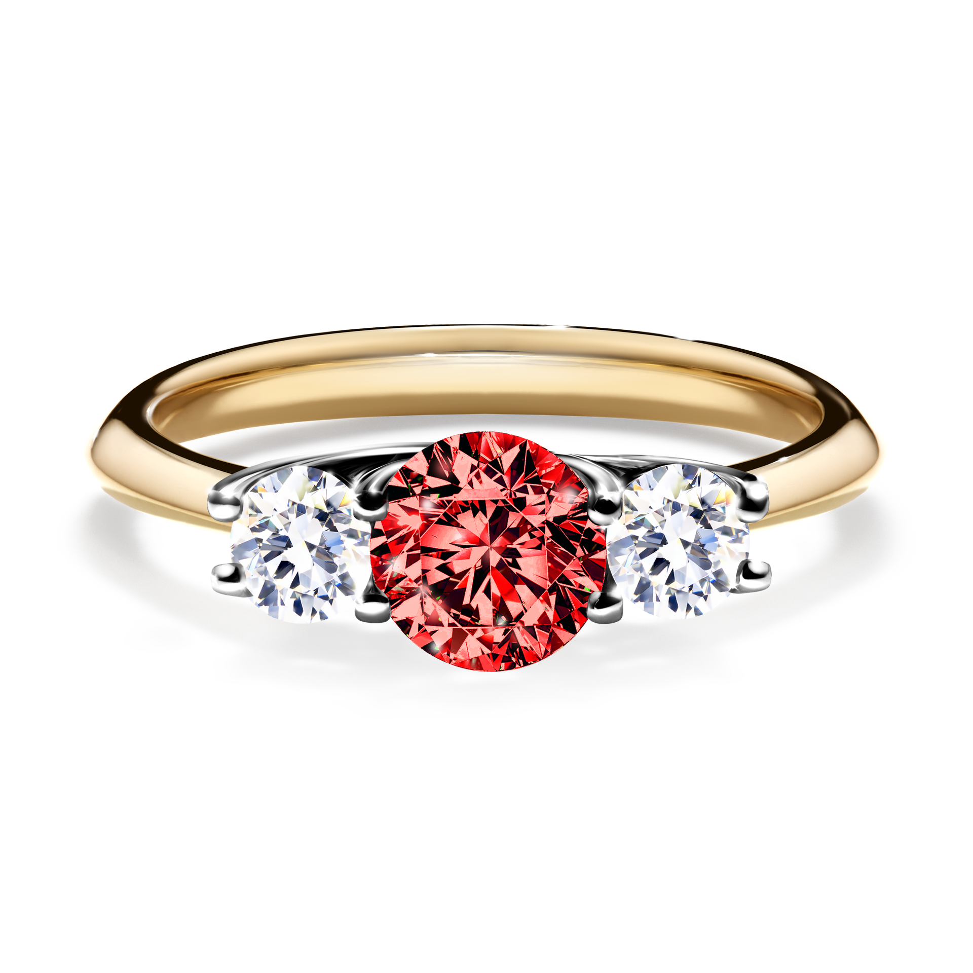 Pierścionek zaręczynowy My Honey z żółtego złota z czerwonym diamentem 0,84CT