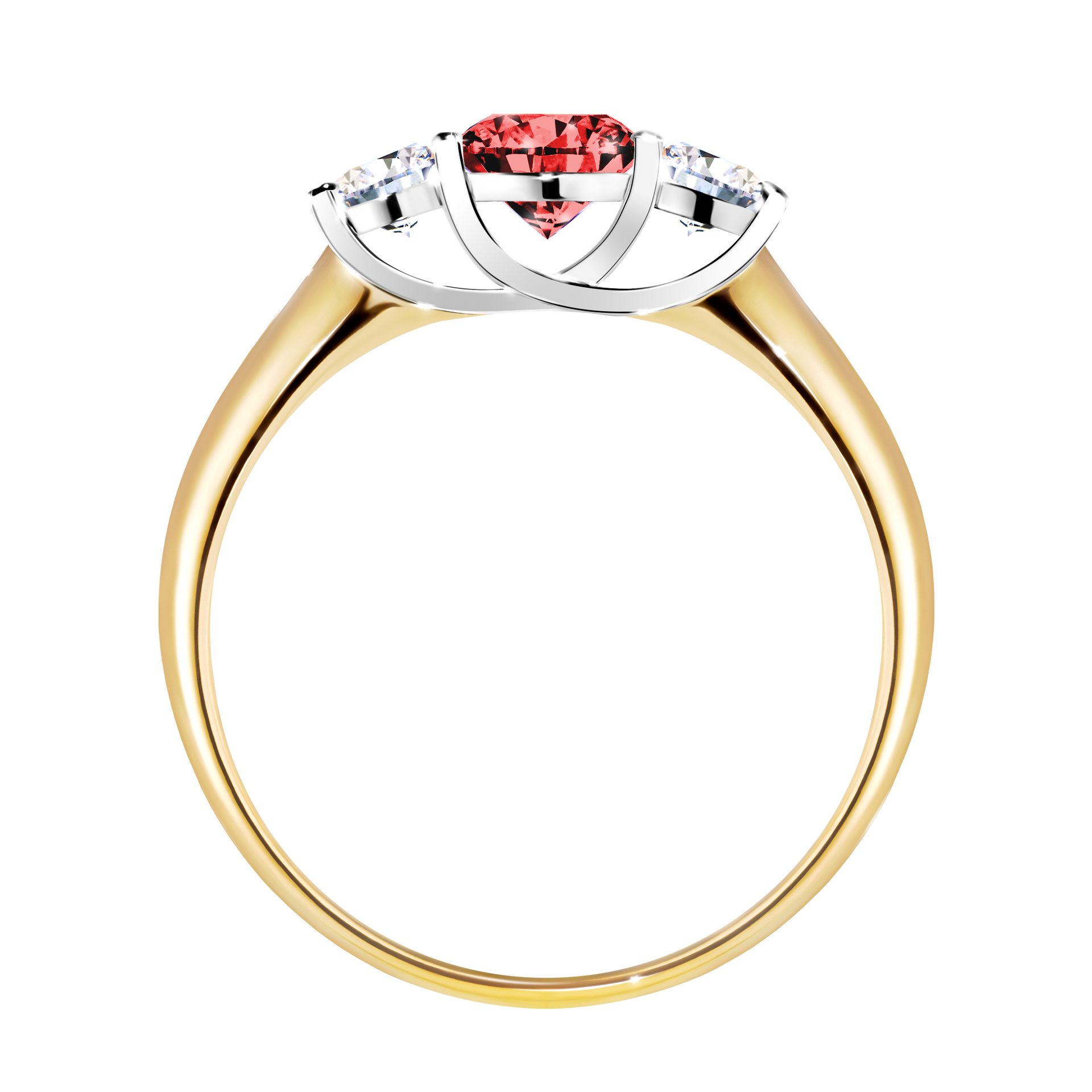 Pierścionek zaręczynowy My Honey z żółtego złota z czerwonym diamentem 0,84CT