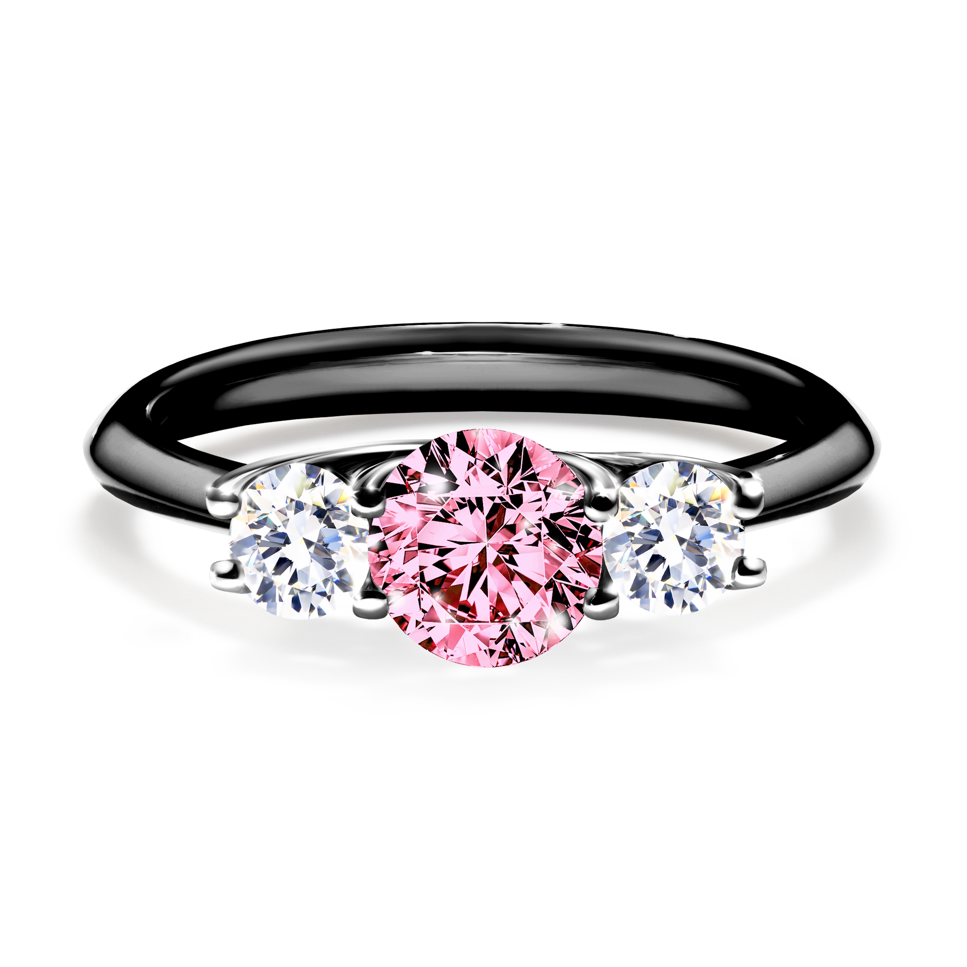 Pierścionek zaręczynowy My Honey z czarnego złota z różowym diamentem 0,84CT
