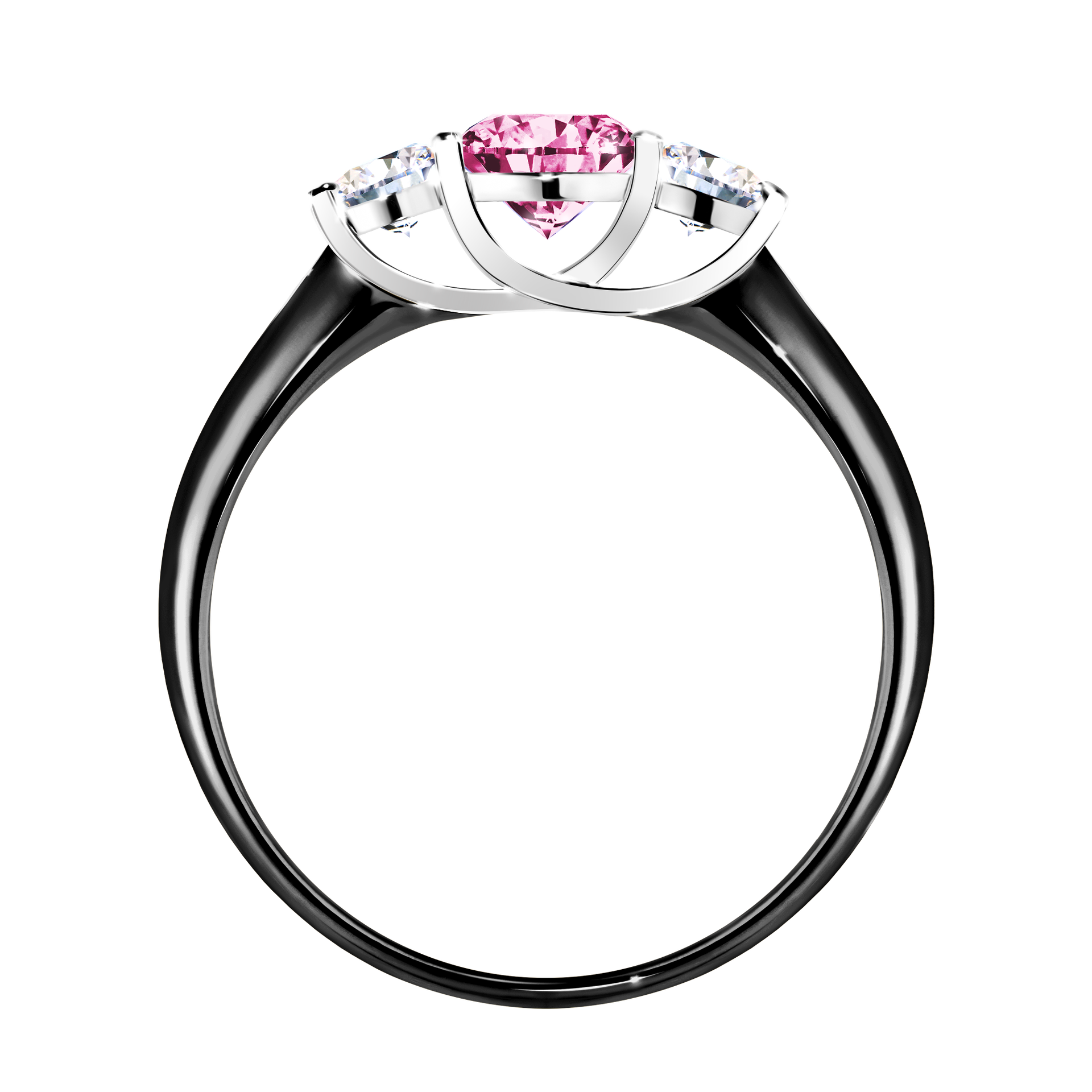 Pierścionek zaręczynowy My Honey z czarnego złota z różowym diamentem 0,84CT