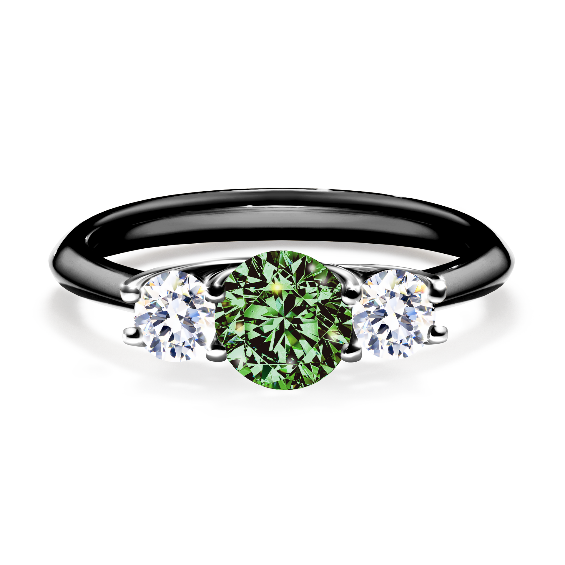 Pierścionek zaręczynowy My Honey z czarnego złota z ciemnym zielonym diamentem 0,84CT