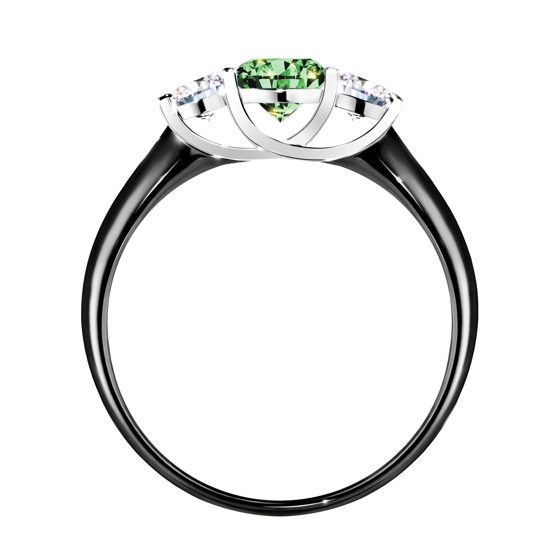 Pierścionek zaręczynowy My Honey z czarnego złota z ciemnym zielonym diamentem 0,84CT