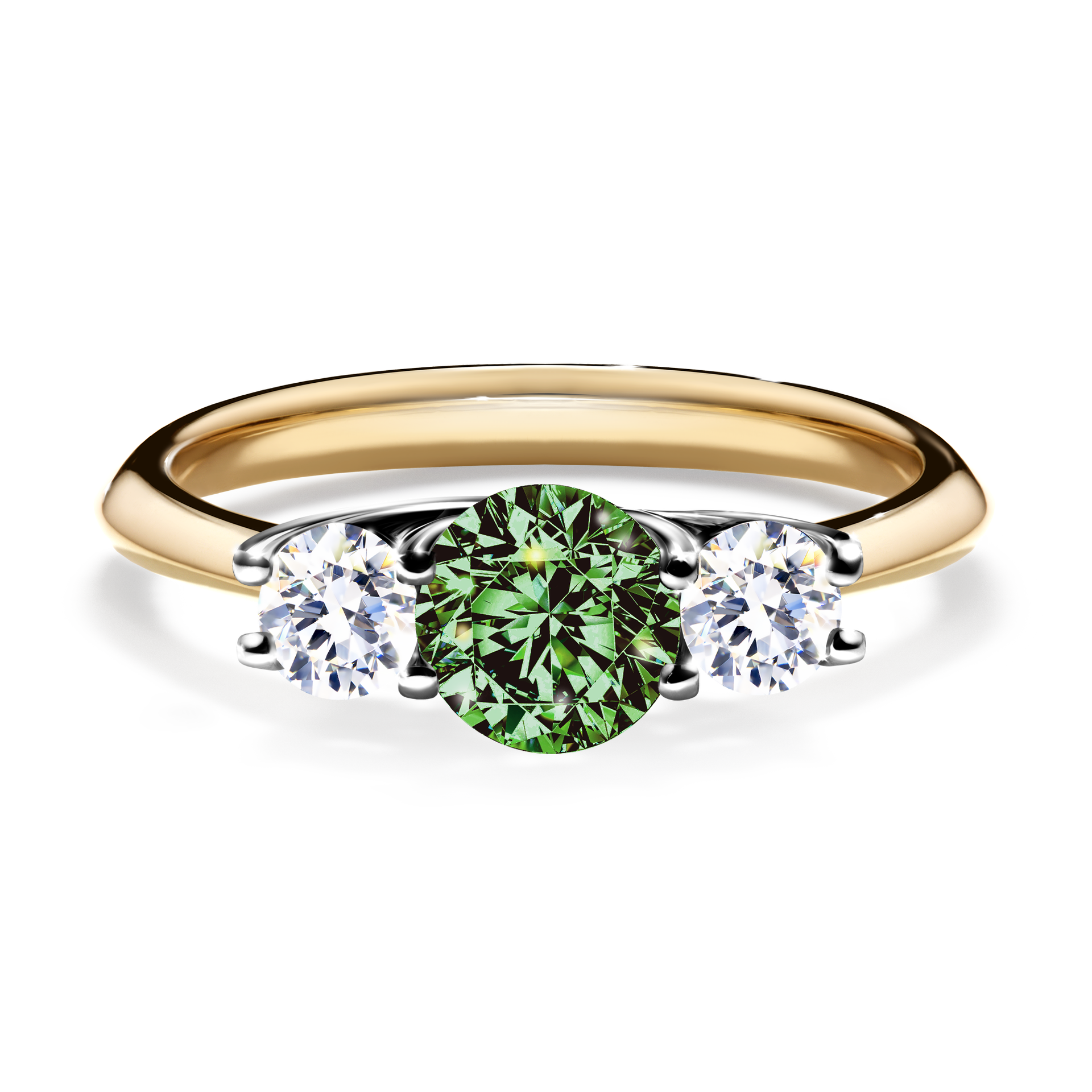Pierścionek zaręczynowy My Honey z żółtego złota z ciemnym zielonym diamentem 0,84CT