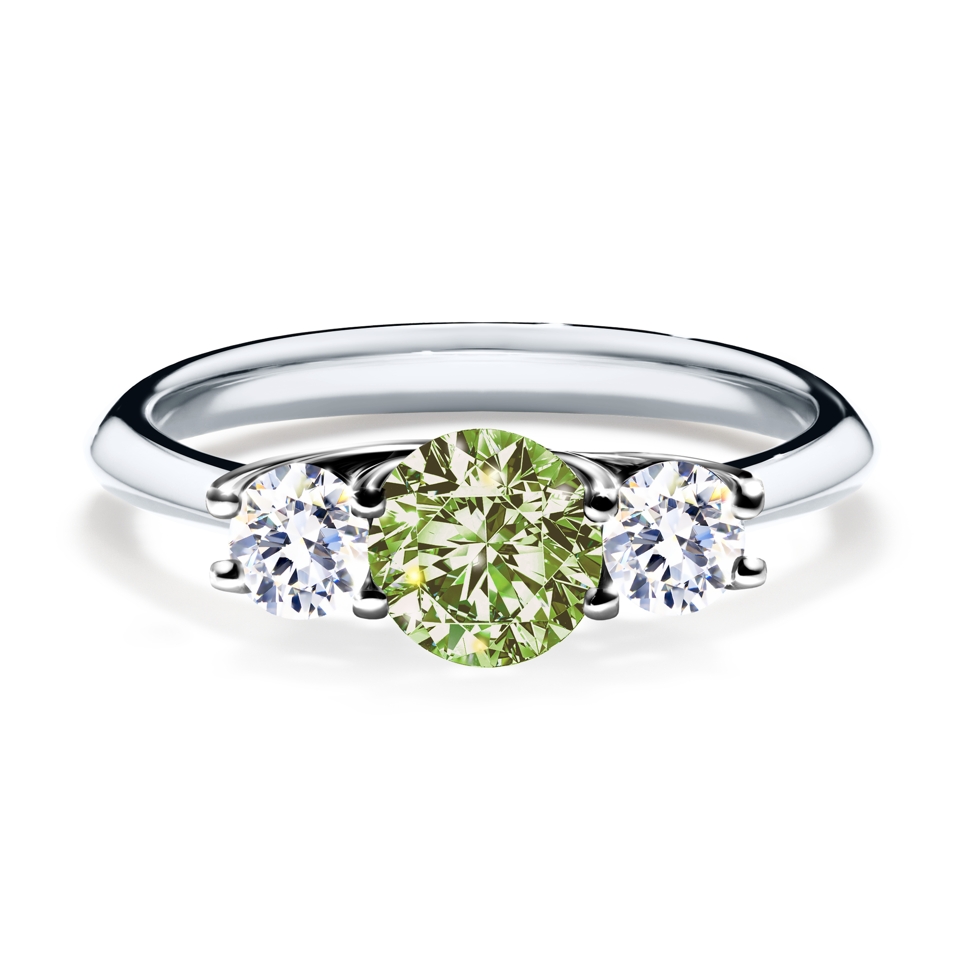 Pierścionek zaręczynowy My Honey z białego złota z jasnym zielonym diamentem 0,84CT