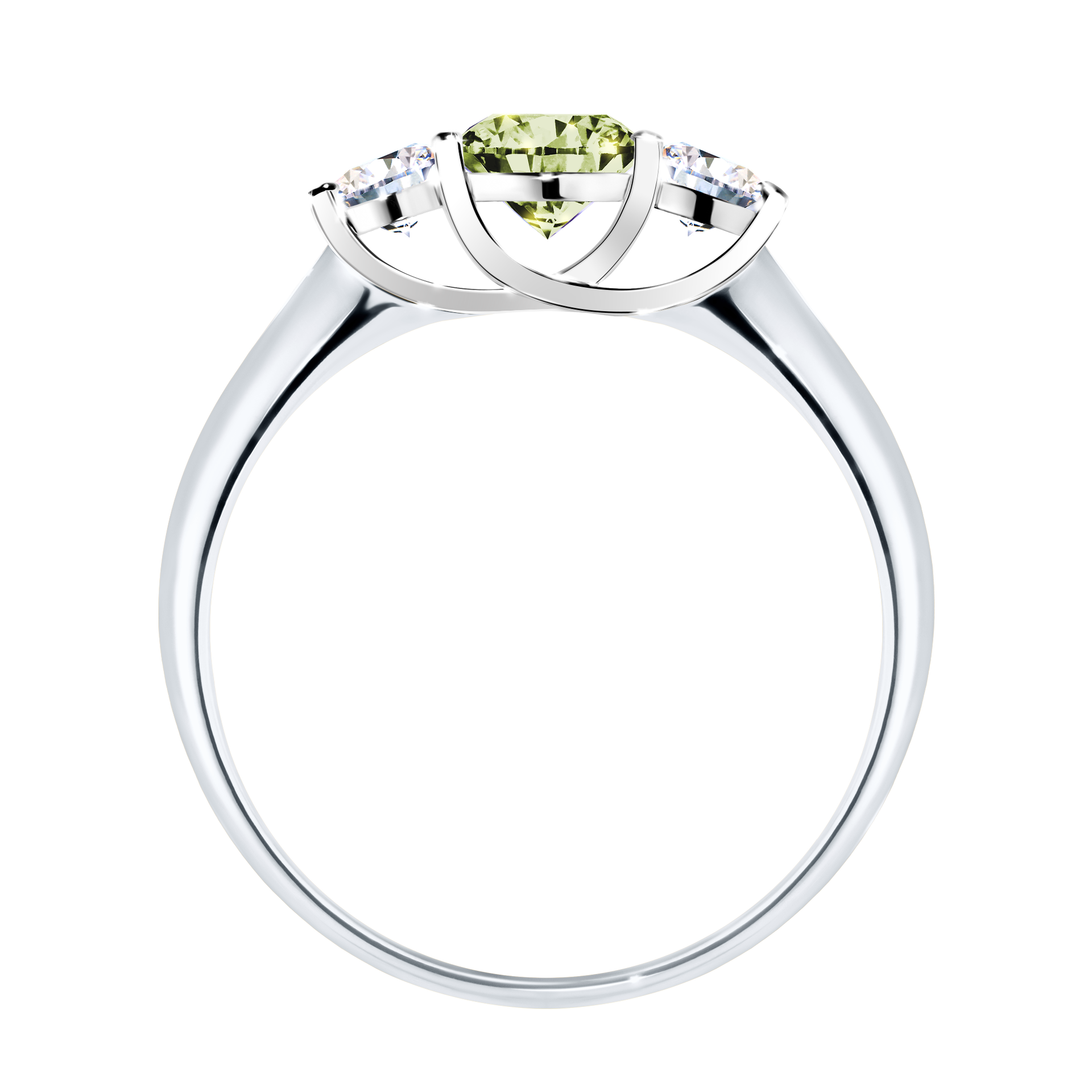 Pierścionek zaręczynowy My Honey z białego złota z jasnym zielonym diamentem 0,84CT