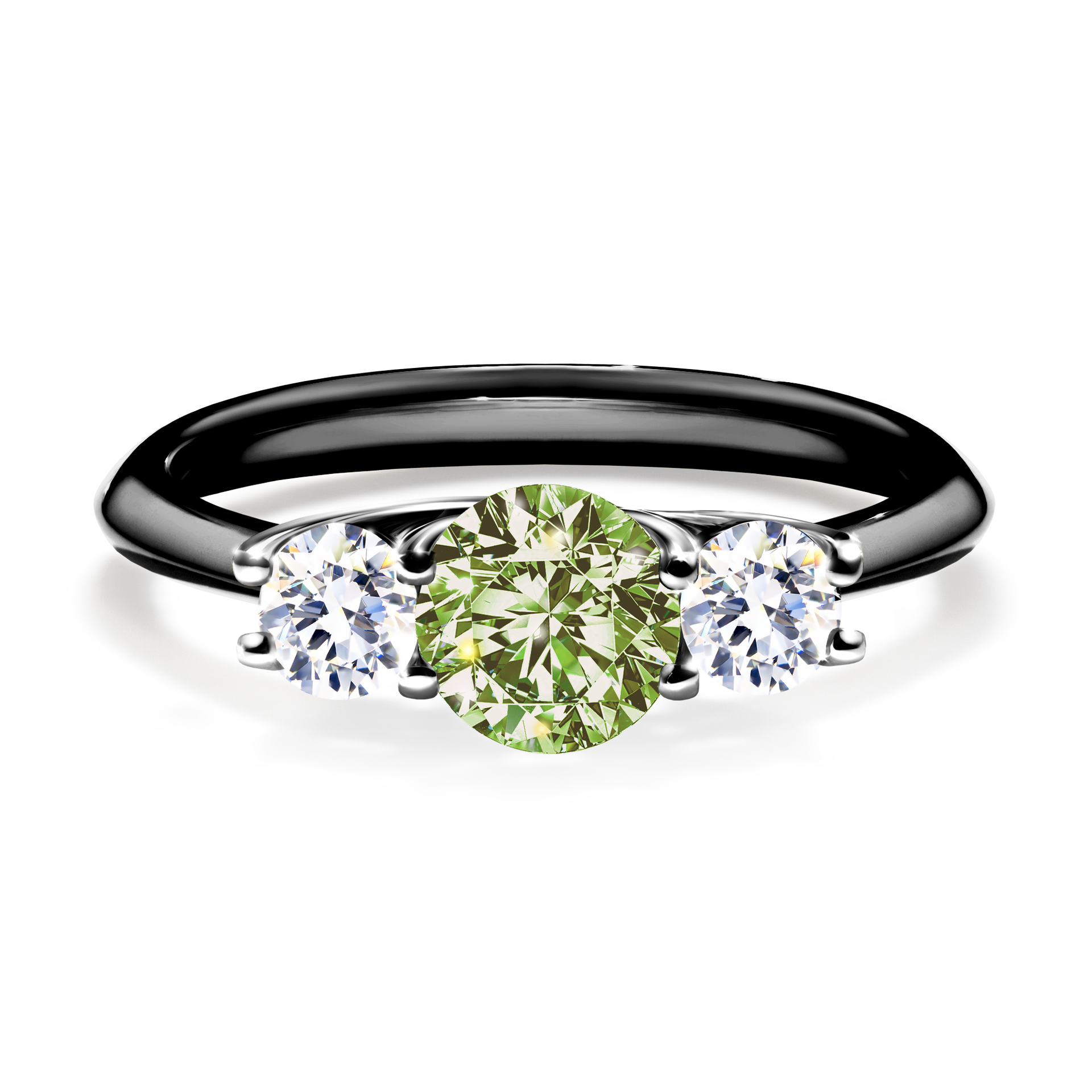 Pierścionek zaręczynowy My Honey z czarnego złota z jasnym zielonym diamentem 0,84CT