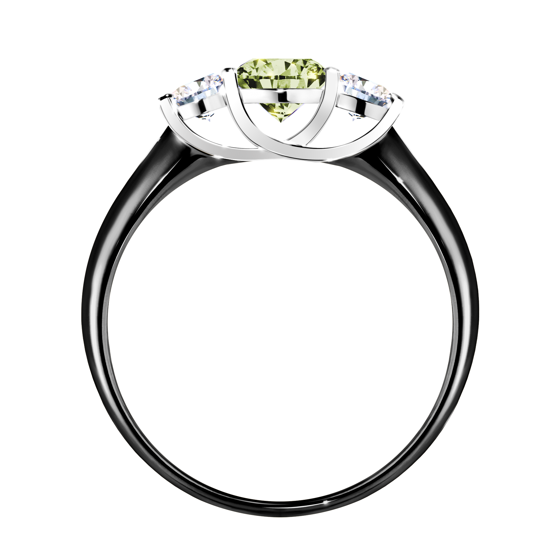 Pierścionek zaręczynowy My Honey z czarnego złota z jasnym zielonym diamentem 0,84CT