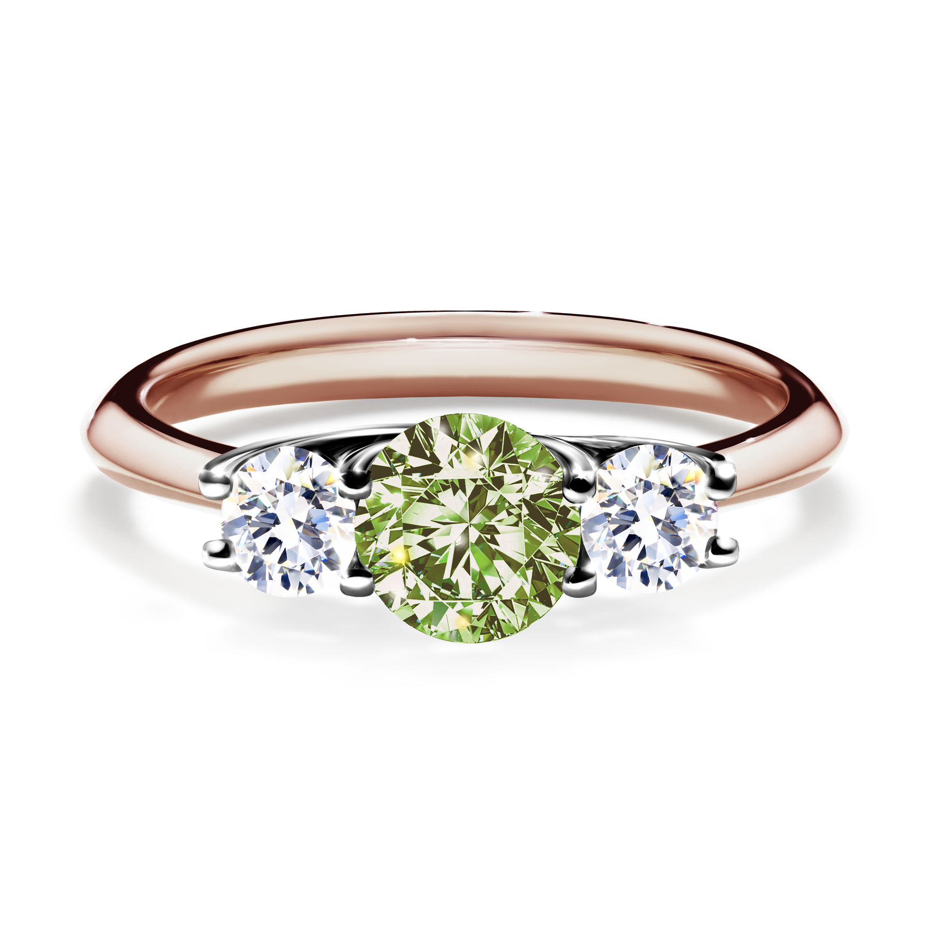 Pierścionek zaręczynowy My Honey z różowego złota z jasnym zielonym diamentem 0,84CT