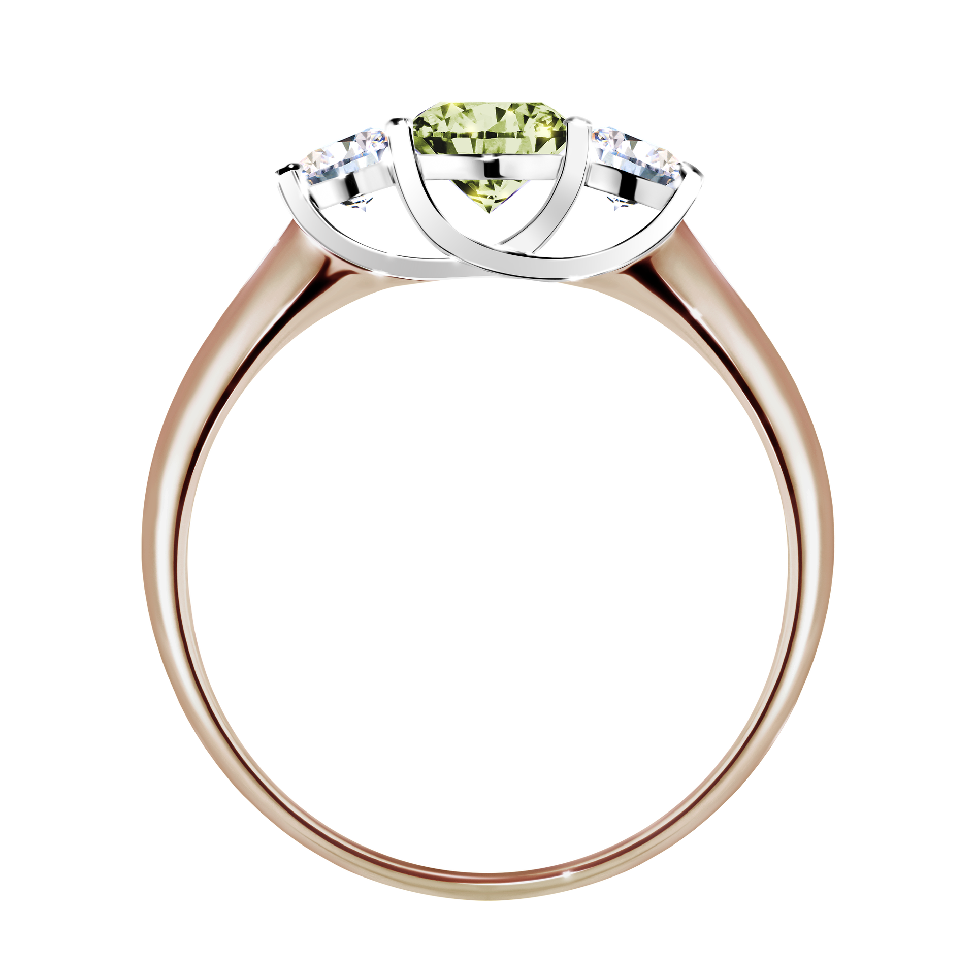 Pierścionek zaręczynowy My Honey z różowego złota z jasnym zielonym diamentem 0,84CT