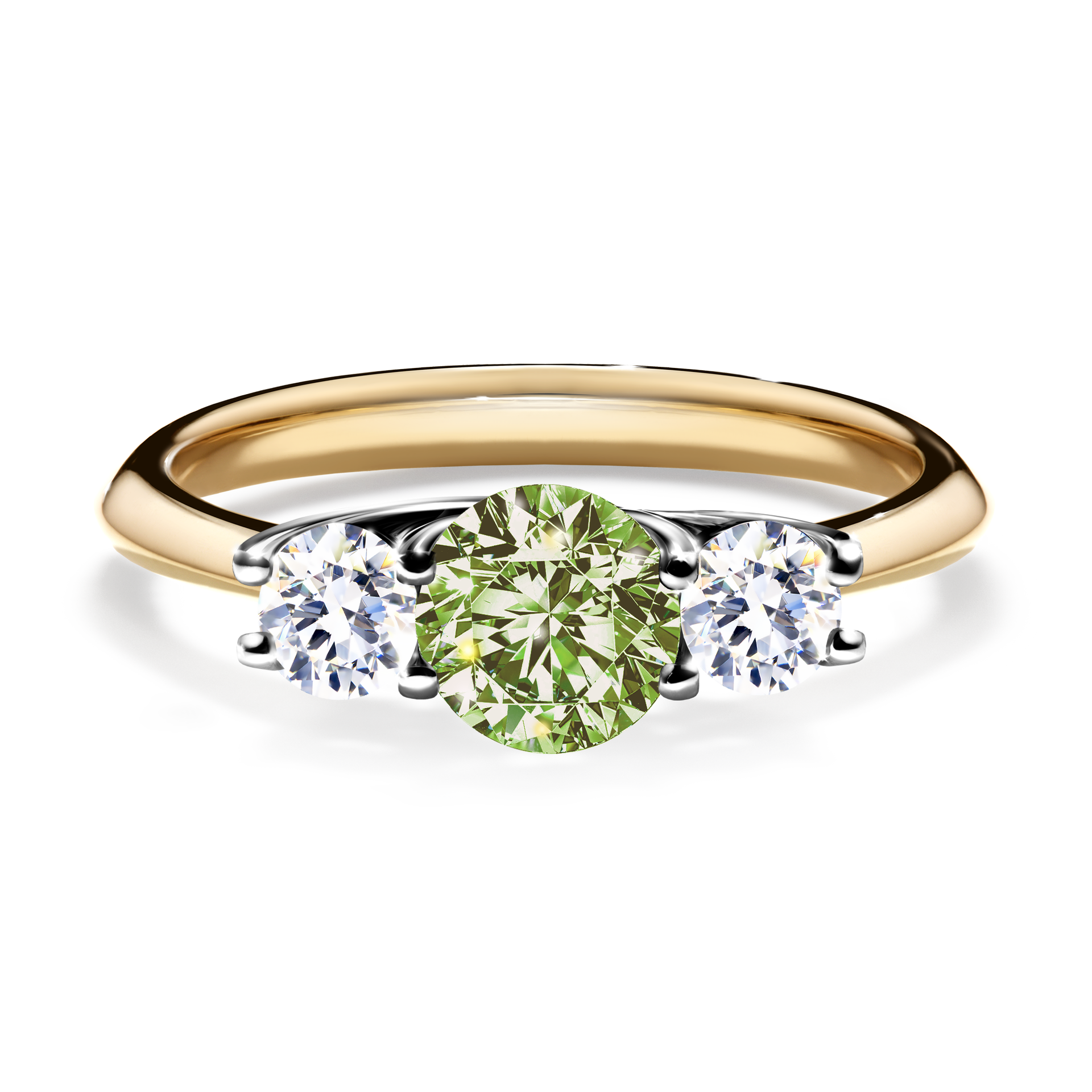 Pierścionek zaręczynowy My Honey z żółtego złota z jasnym zielonym diamentem 0,84CT