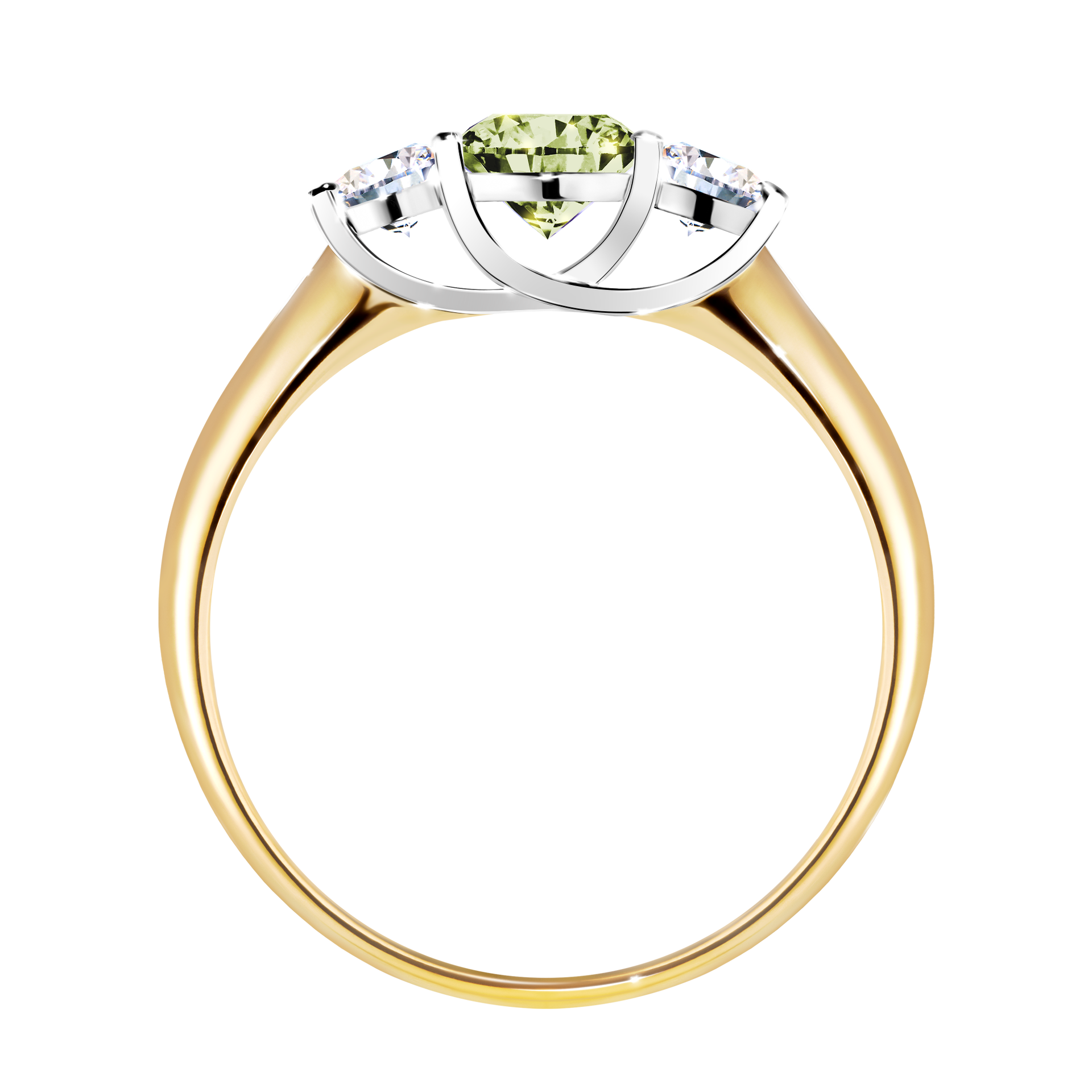 Pierścionek zaręczynowy My Honey z żółtego złota z jasnym zielonym diamentem 0,84CT