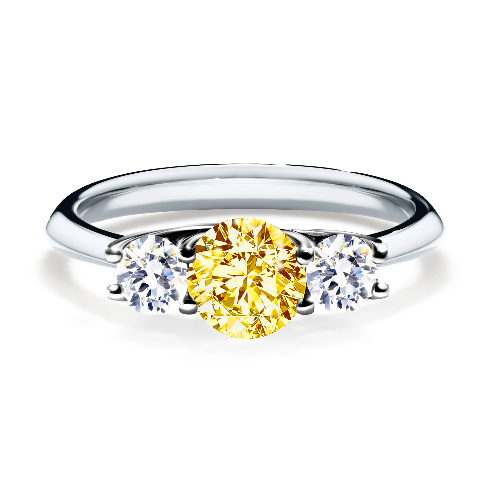Pierścionek zaręczynowy My Honey z białego złota z żółtym diamentem 0,84CT