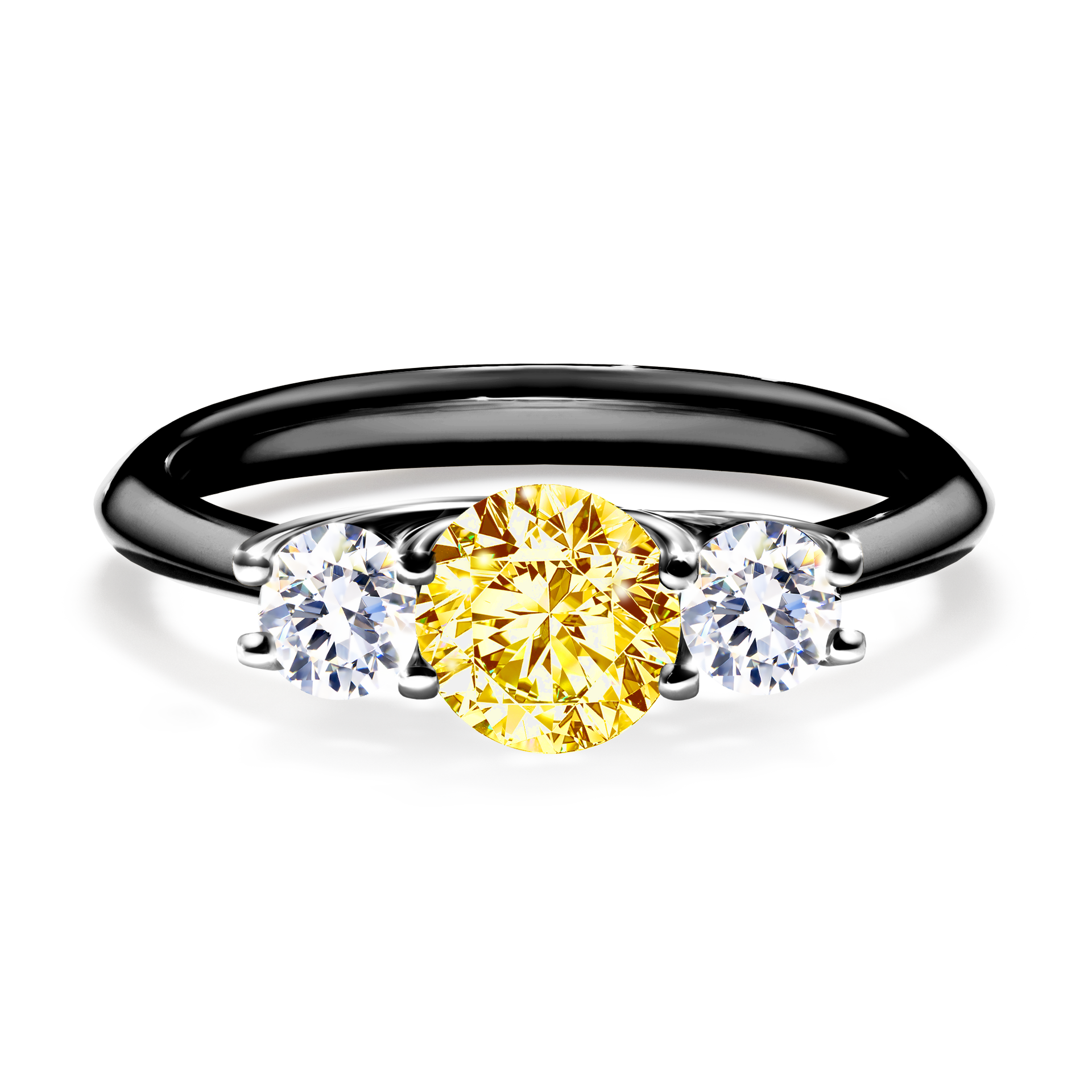 Pierścionek zaręczynowy My Honey z czarnego złota z żółtym diamentem 0,84CT