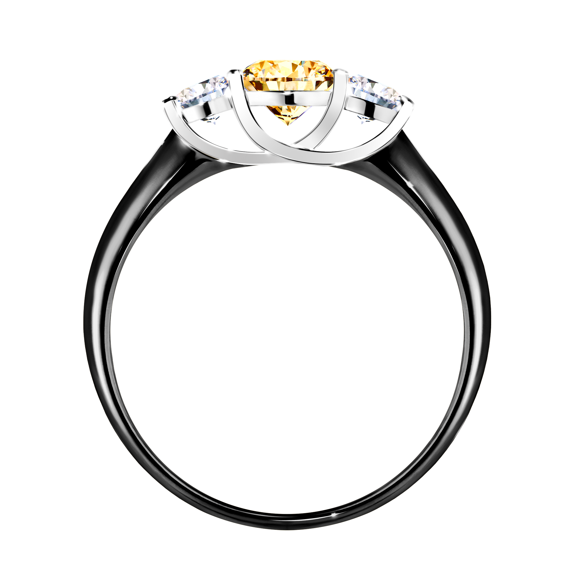 Pierścionek zaręczynowy My Honey z czarnego złota z żółtym diamentem 0,84CT
