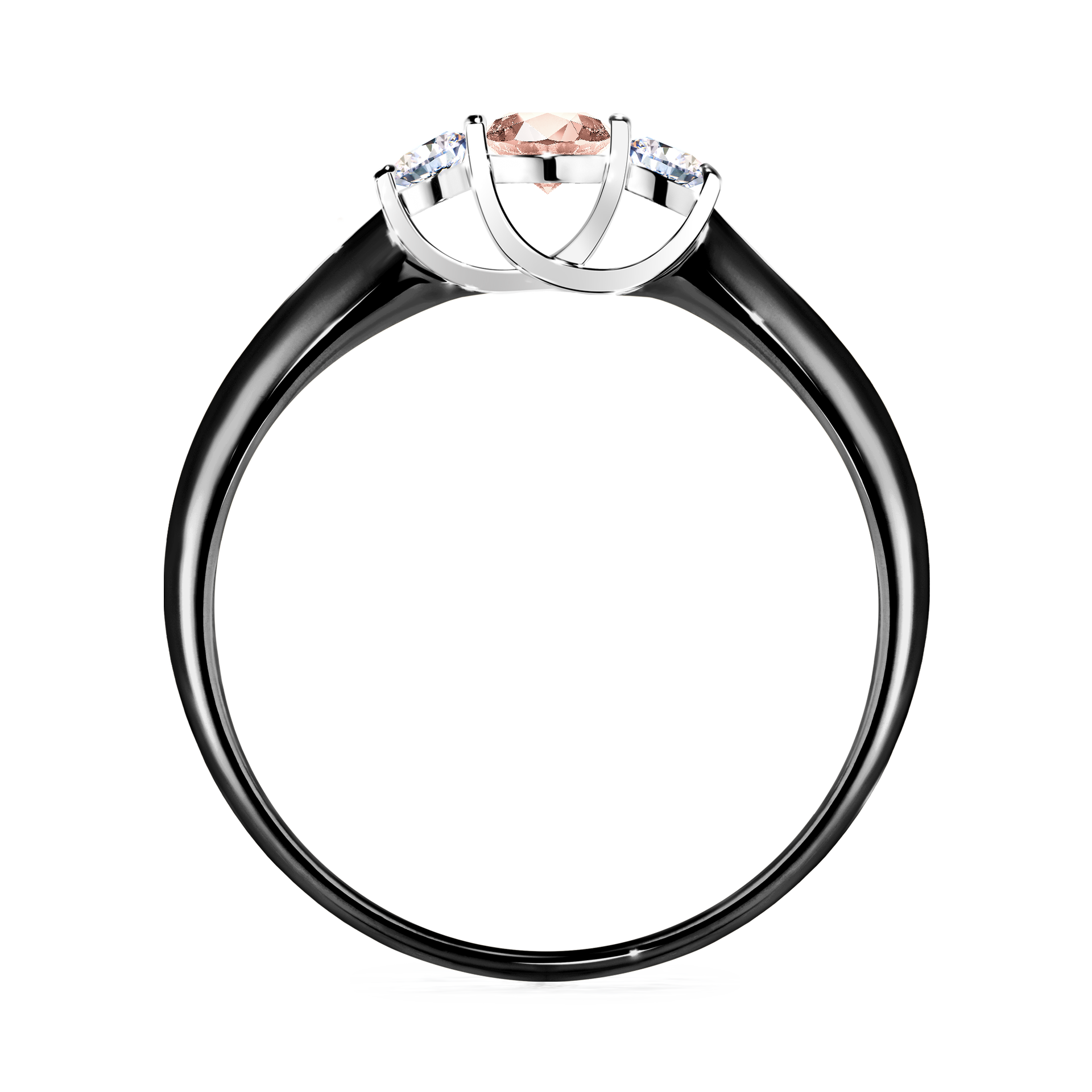 Pierścionek zaręczynowy My Honey z czarnego złota z morganitem 0,16CT