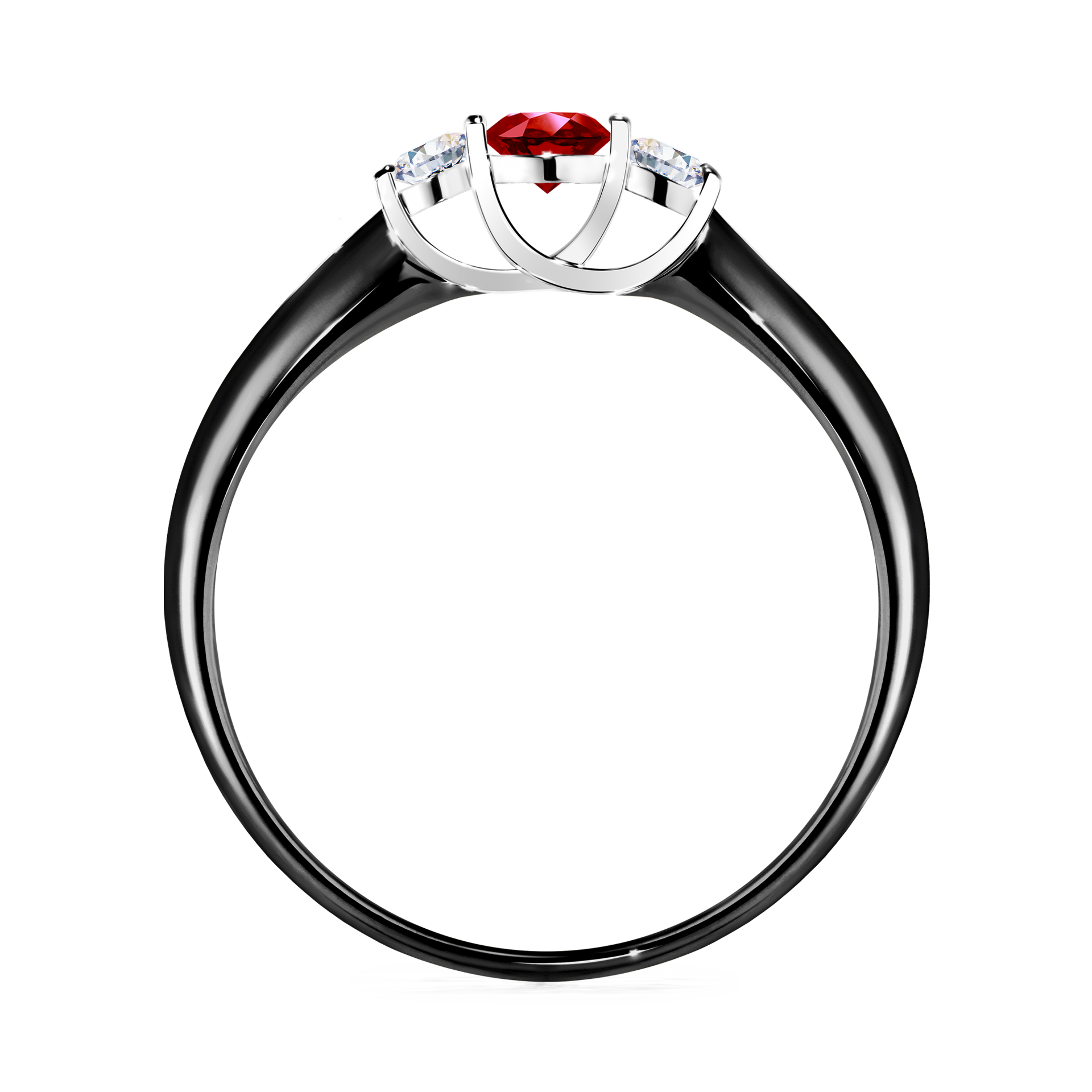 Pierścionek zaręczynowy My Honey z czarnego złota z rubinem 0,16CT