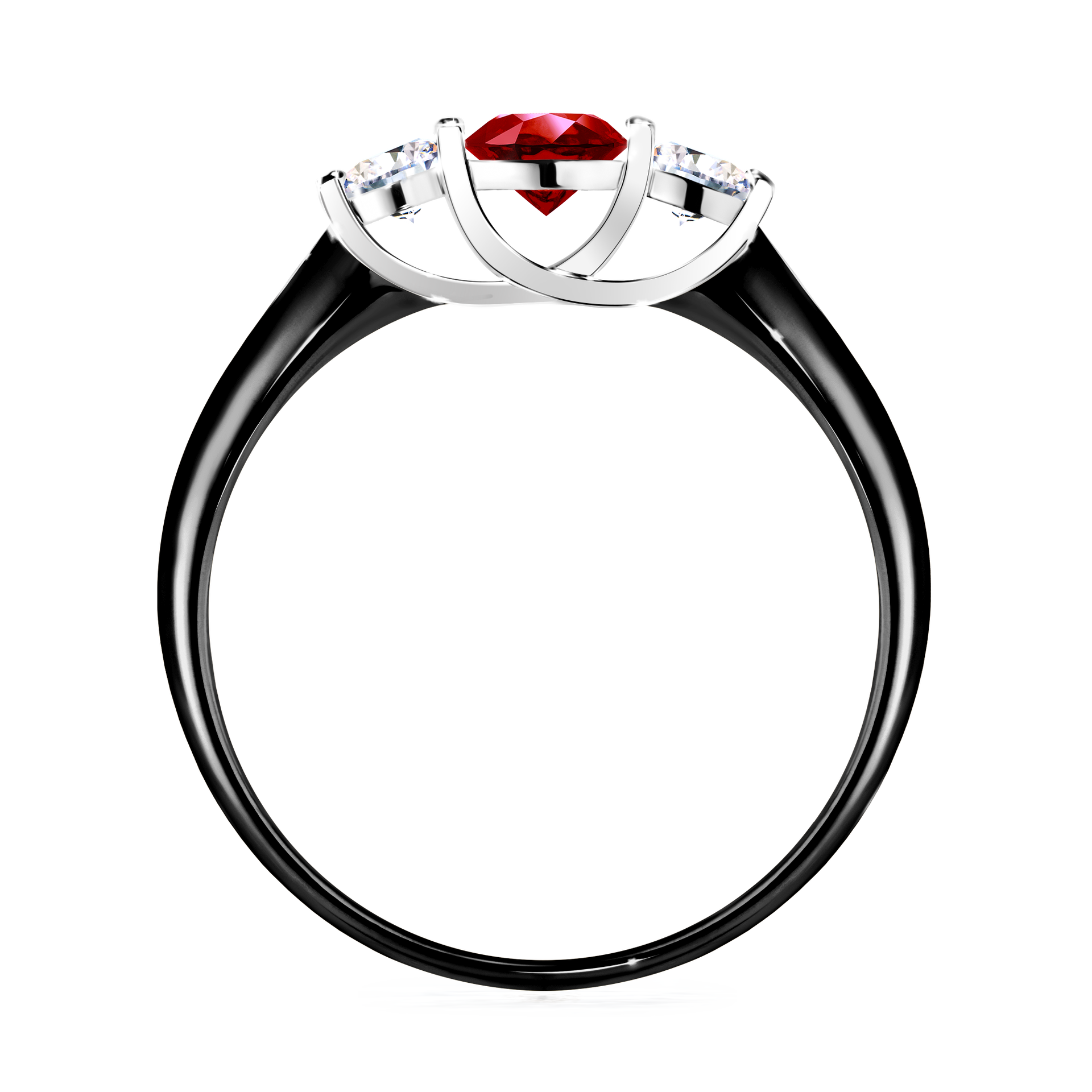 Pierścionek zaręczynowy My Honey z czarnego złota z rubinem 0,45CT