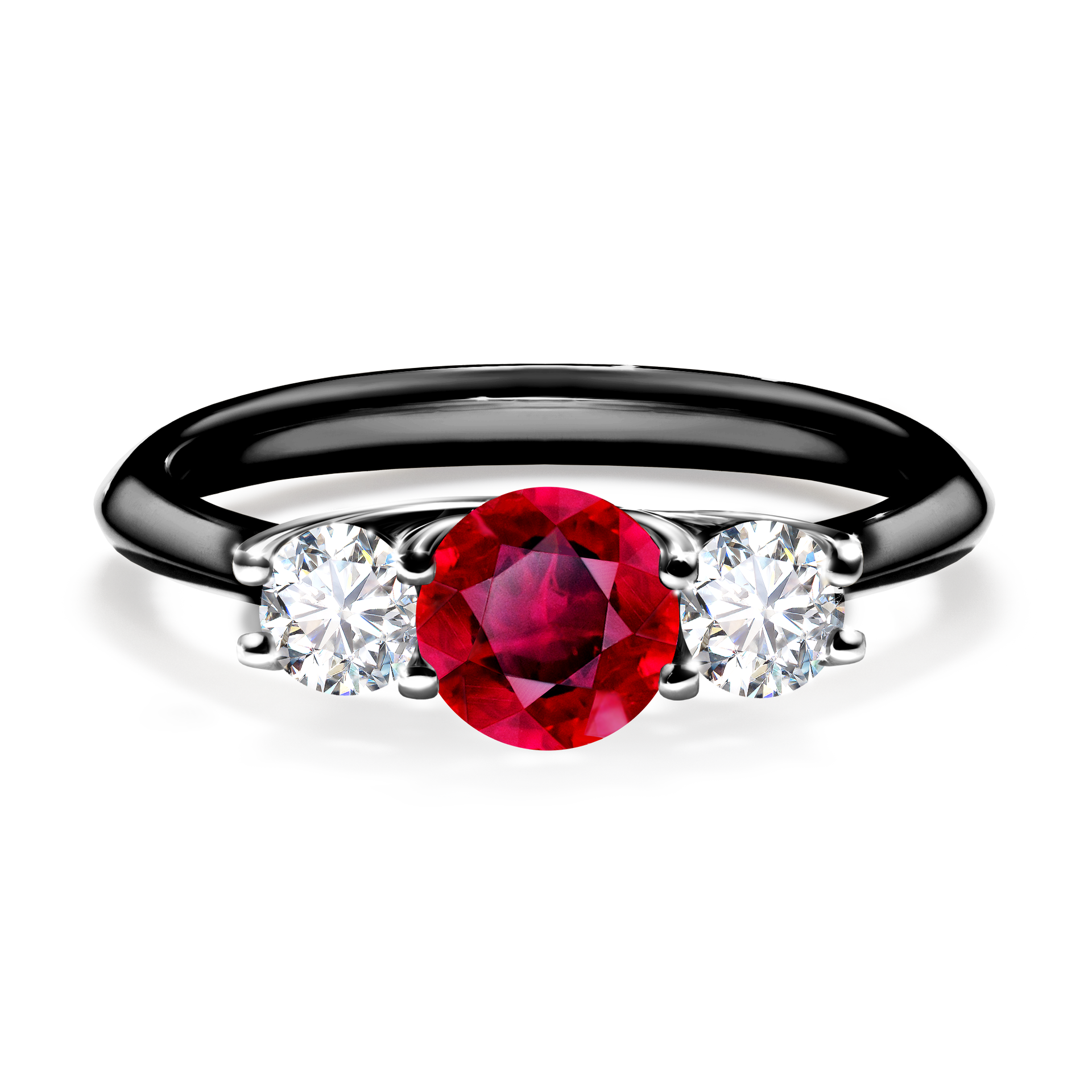 Pierścionek zaręczynowy My Honey z czarnego złota z rubinem 0,84CT