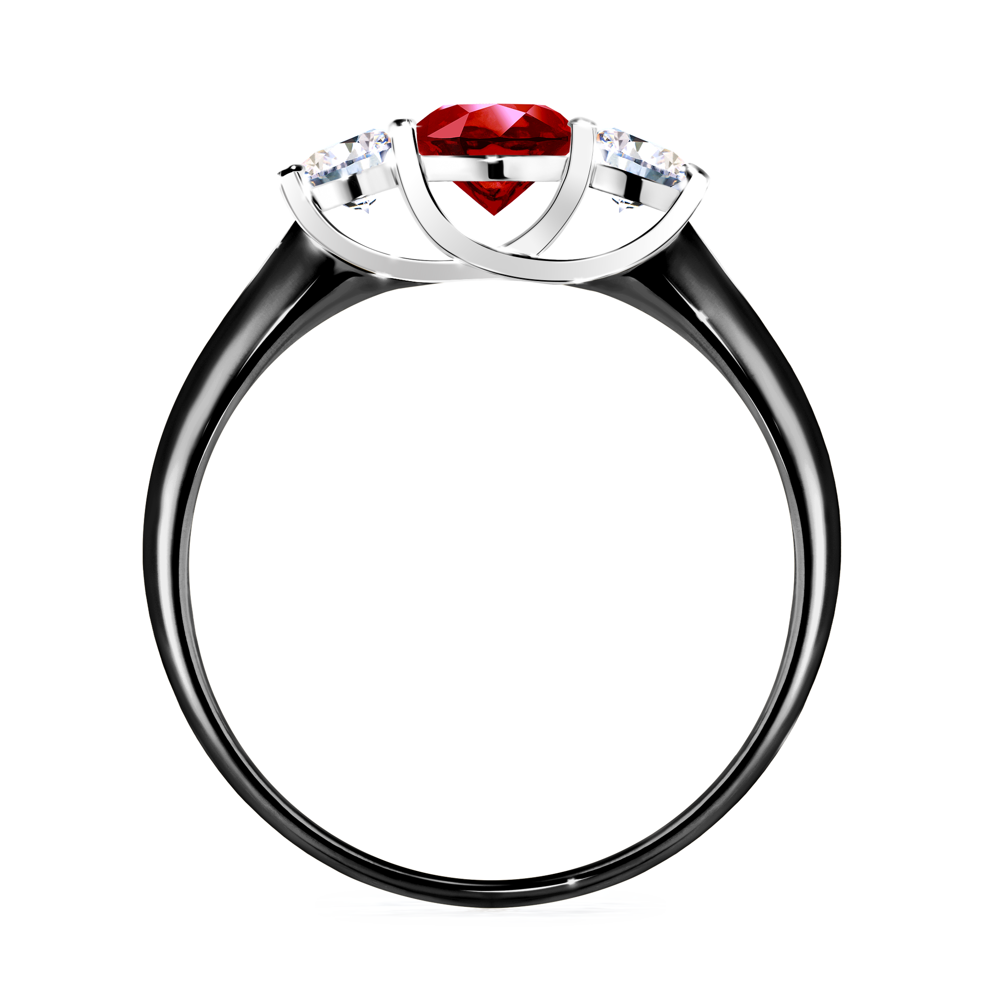 Pierścionek zaręczynowy My Honey z czarnego złota z rubinem 0,84CT