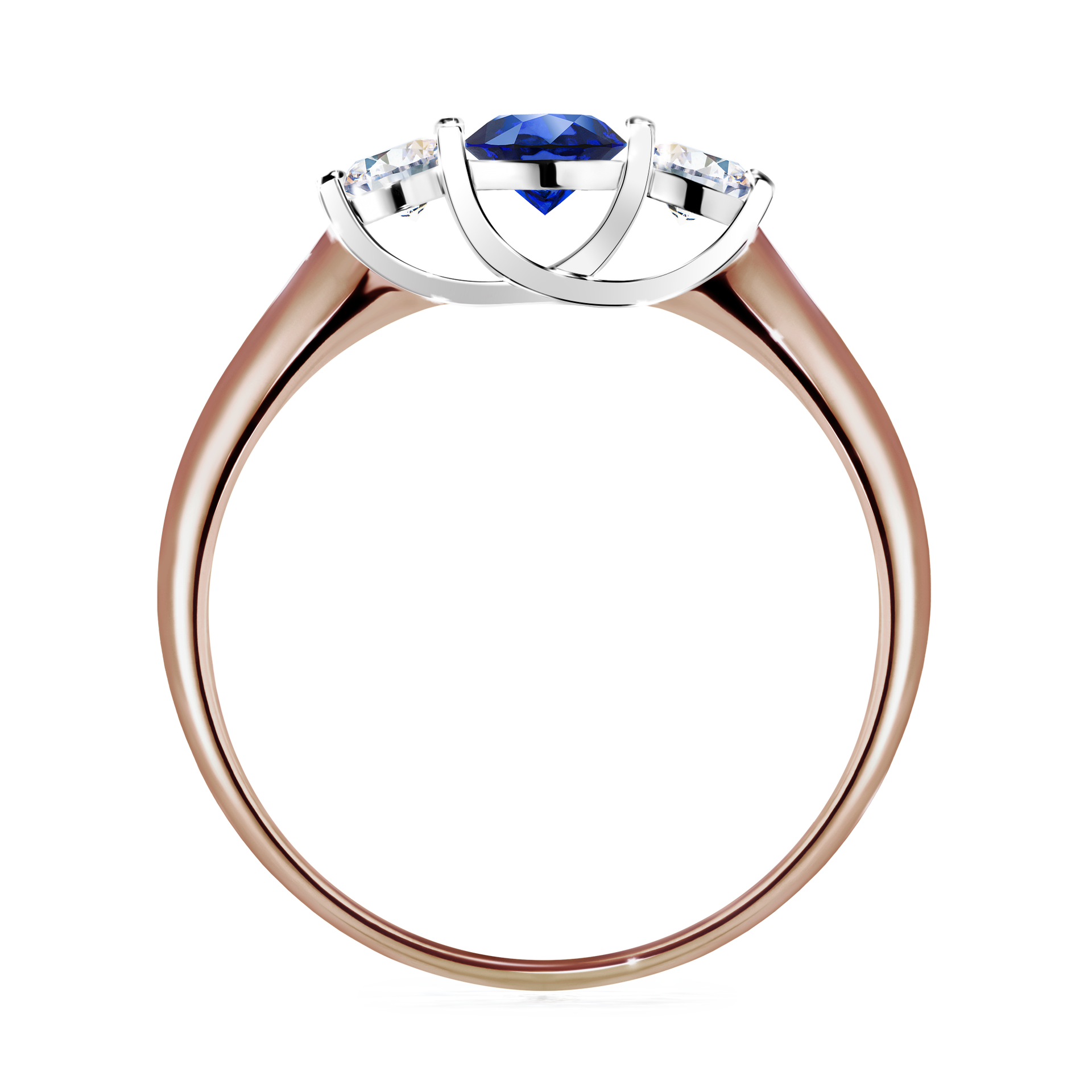 Pierścionek zaręczynowy My Honey z różowego złota z szafirem niebieskim 0,45CT