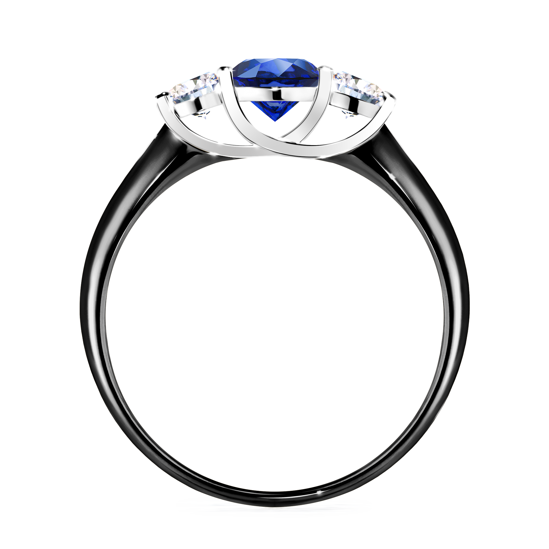 Pierścionek zaręczynowy My Honey z czarnego złota z szafirem niebieskim 0,84CT
