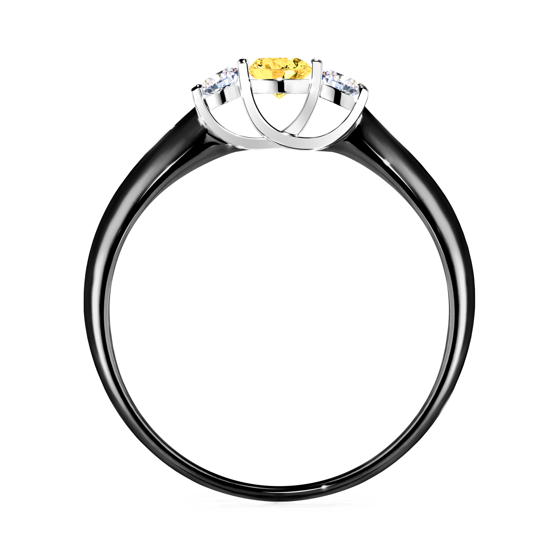 Pierścionek zaręczynowy My Honey z czarnego złota z szafirem żółtym 0,16CT