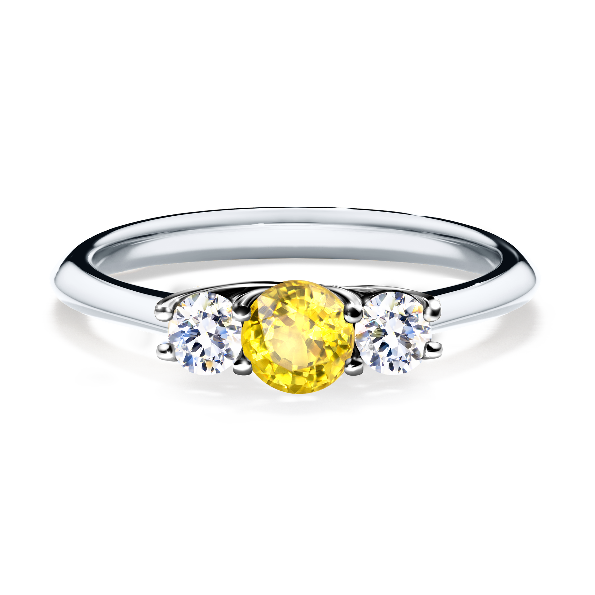 Pierścionek zaręczynowy My Honey z białego złota z szafirem żółtym 0,45CT