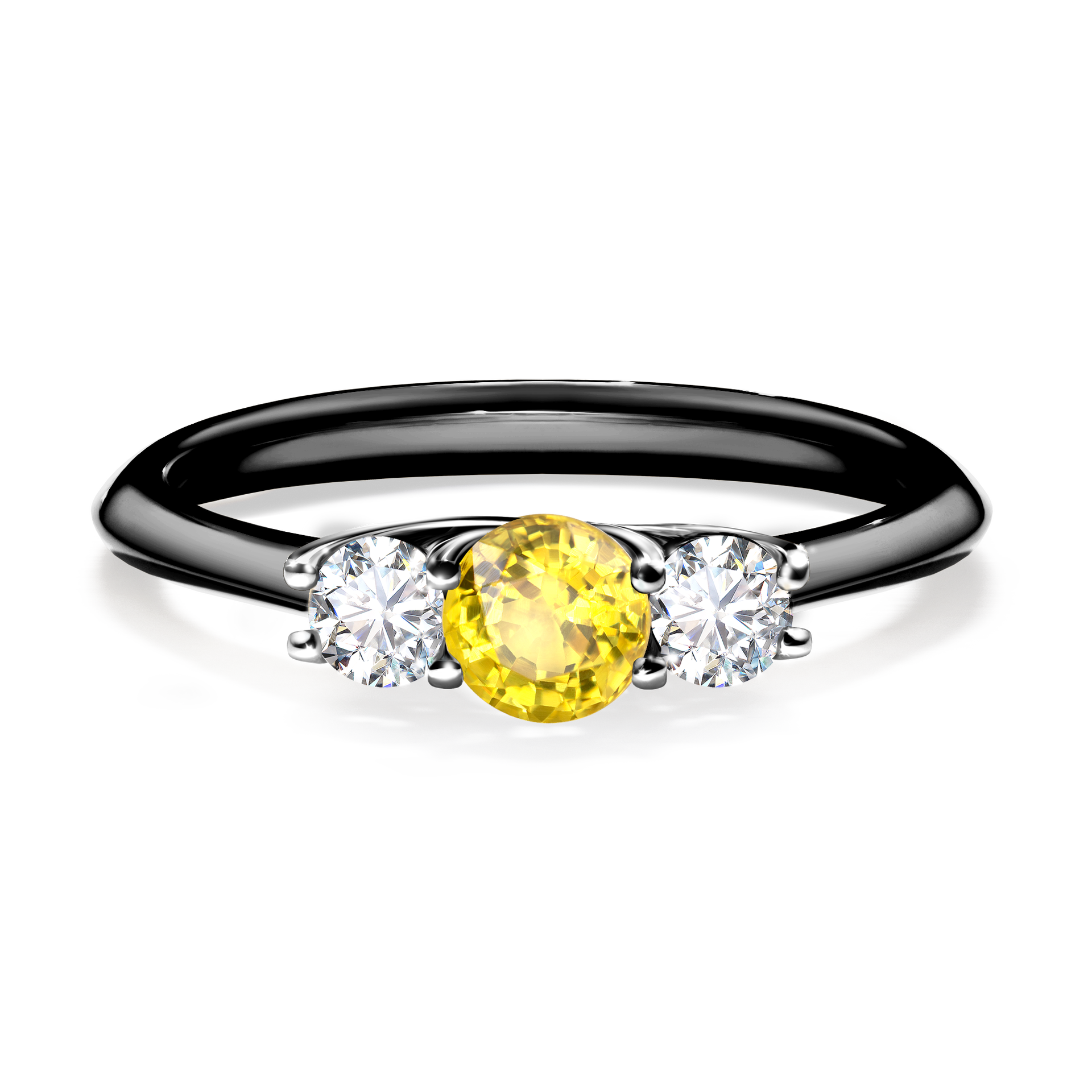 Pierścionek zaręczynowy My Honey z czarnego złota z szafirem żółtym 0,45CT