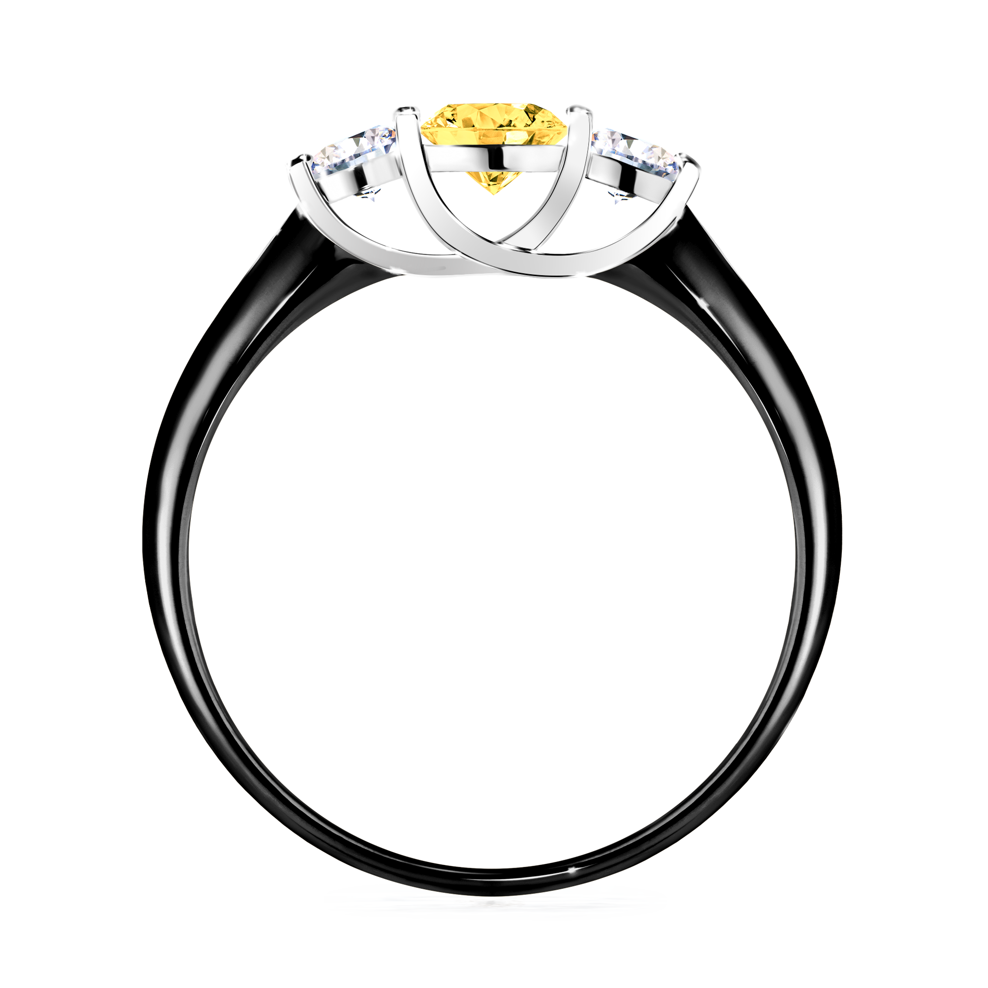 Pierścionek zaręczynowy My Honey z czarnego złota z szafirem żółtym 0,45CT