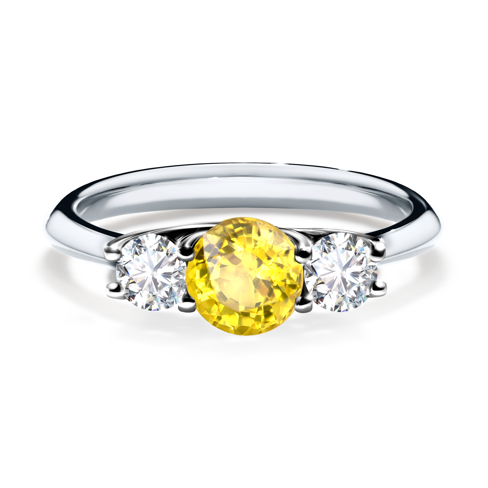 Pierścionek zaręczynowy My Honey z białego złota z szafirem żółtym 0,84CT