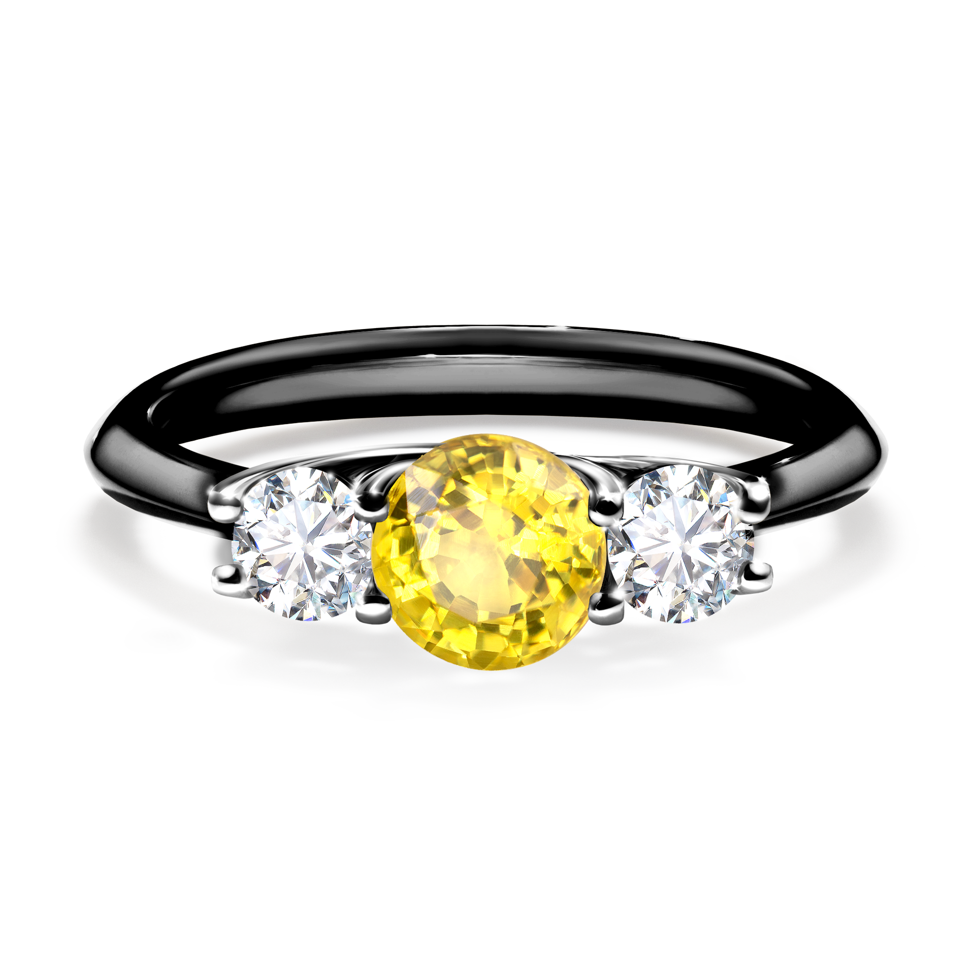 Pierścionek zaręczynowy My Honey z czarnego złota z szafirem żółtym 0,84CT