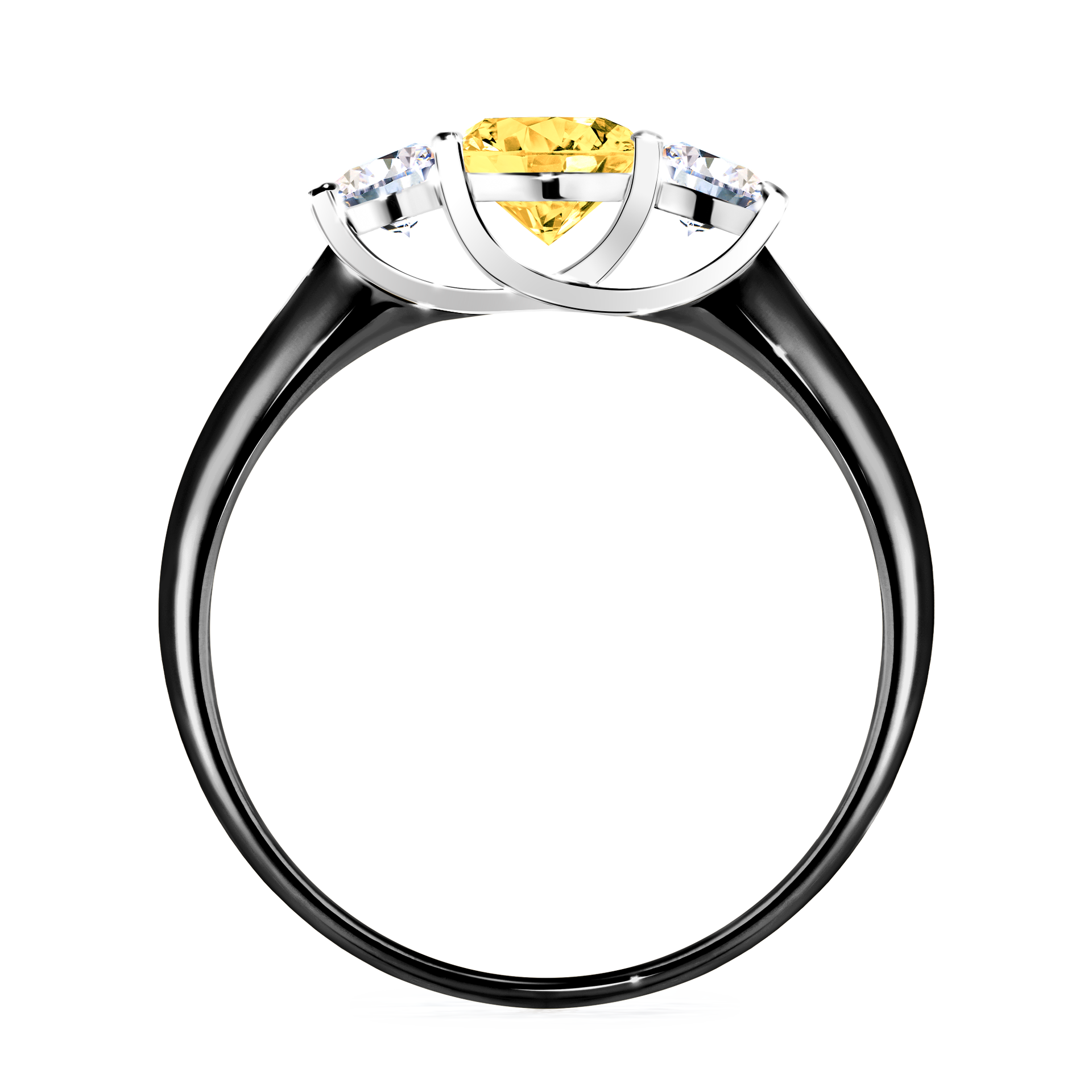 Pierścionek zaręczynowy My Honey z czarnego złota z szafirem żółtym 0,84CT