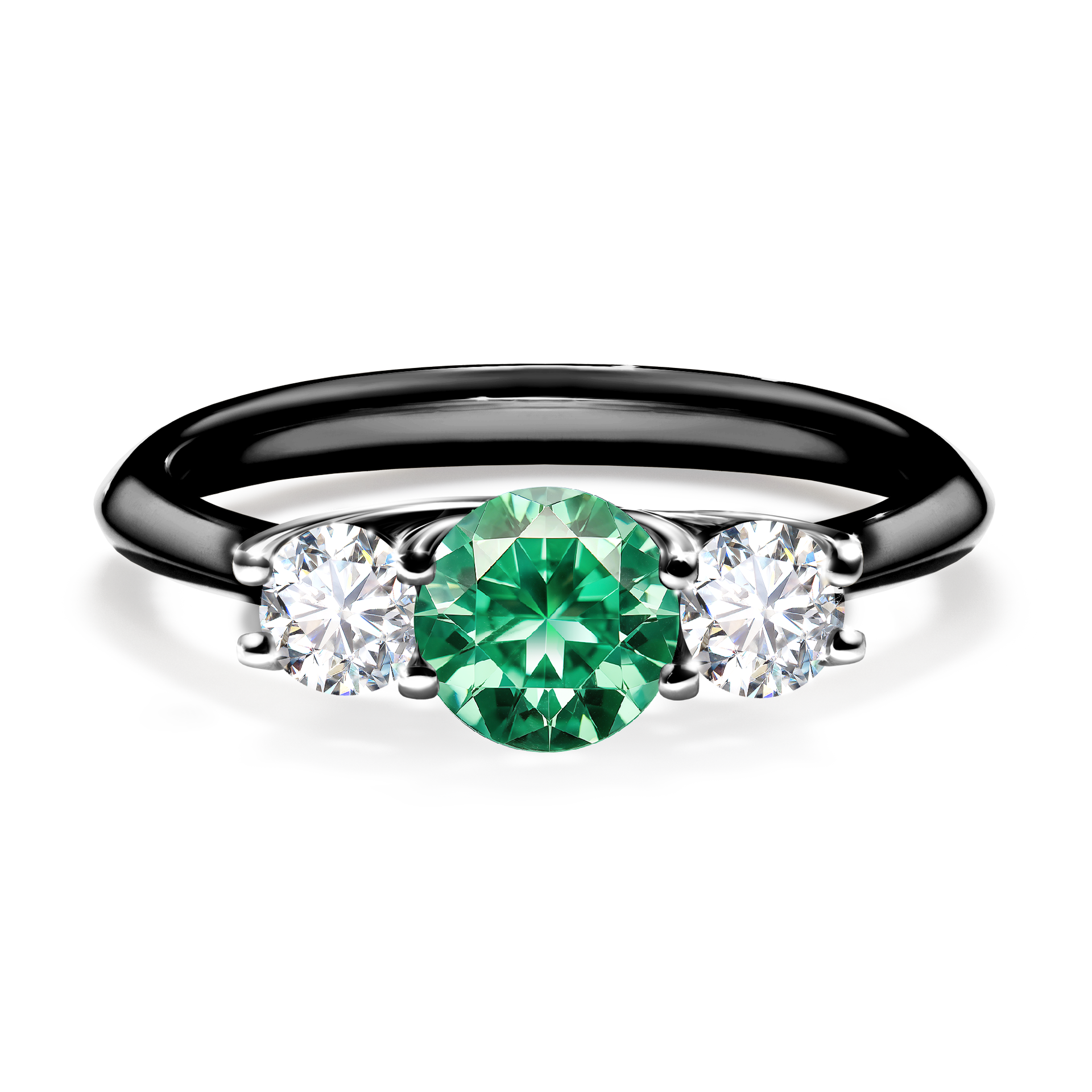 Pierścionek zaręczynowy My Honey z czarnego złota ze szmaragdem 0,84CT