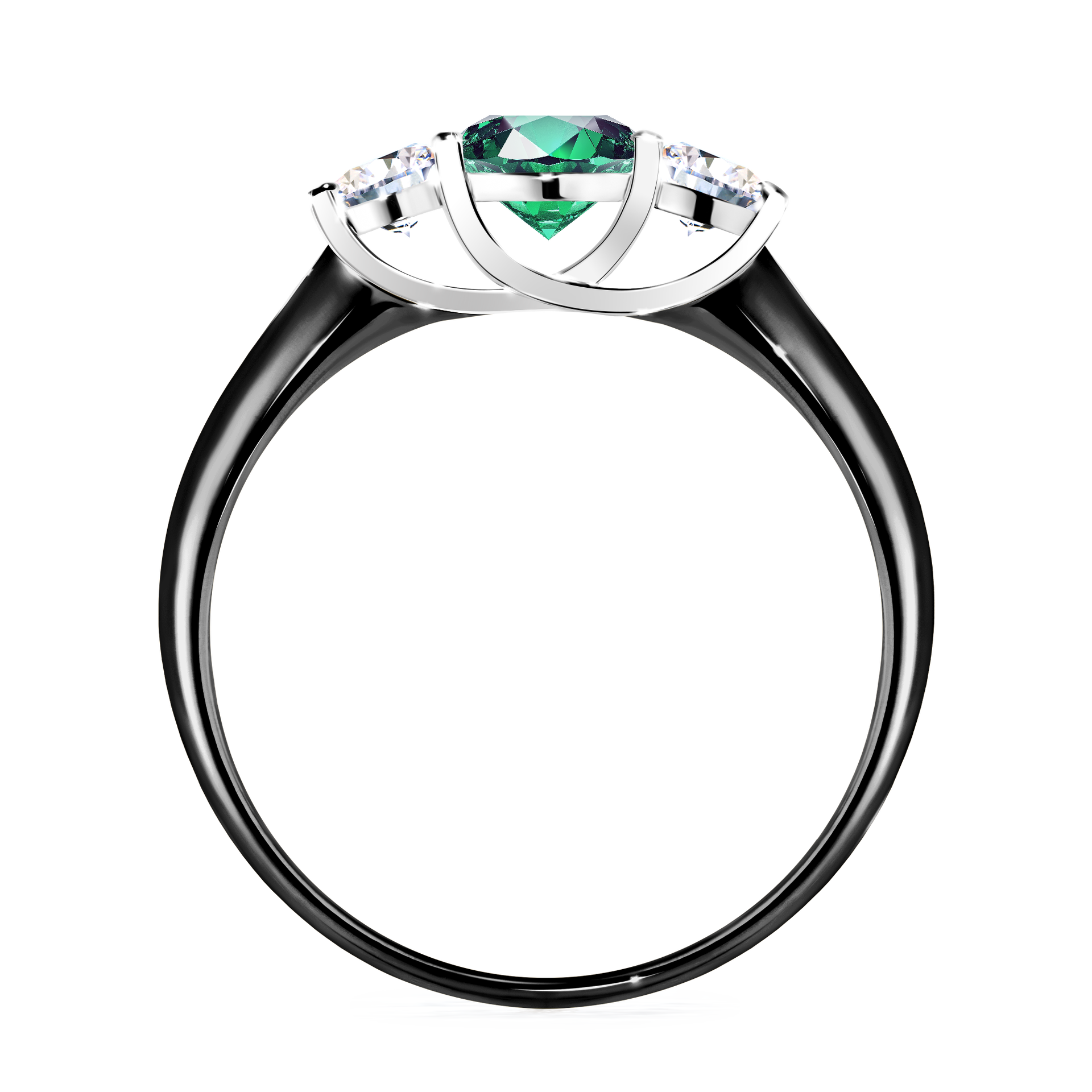 Pierścionek zaręczynowy My Honey z czarnego złota ze szmaragdem 0,84CT