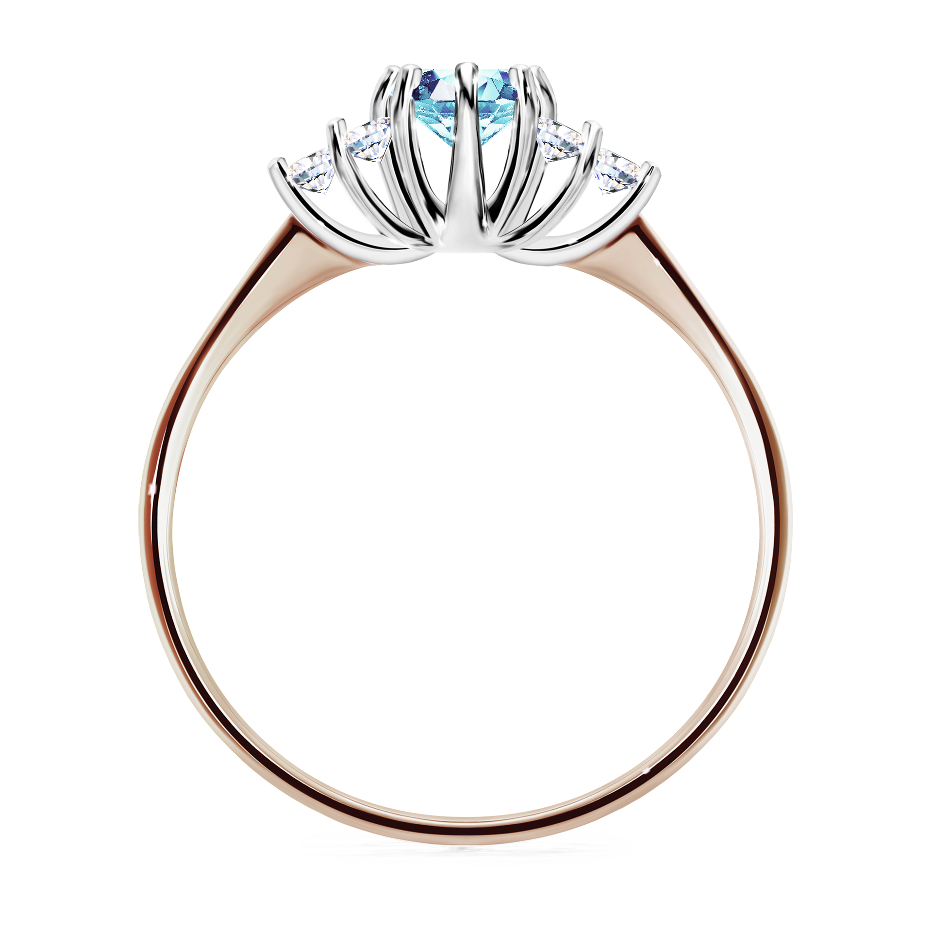 Pierścionek zaręczynowy My Lilly z różowego złota z akwamarynem 0,43CT